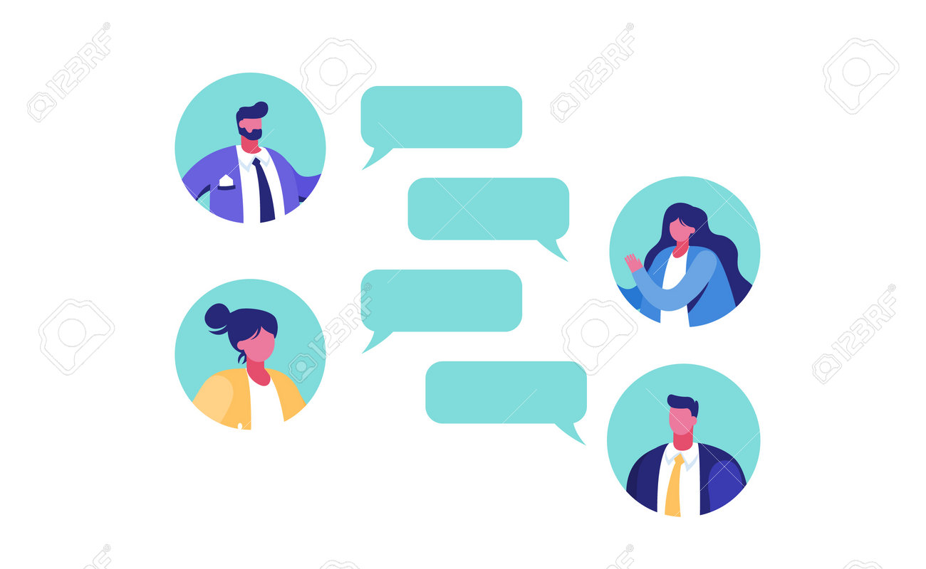 Conversational Chat Box Bubbles Communication Of Characters In Social Networks And Online Dialogues Vector Messengers Lizenzfrei Nutzbare Vektorgrafiken Clip Arts Illustrationen Image