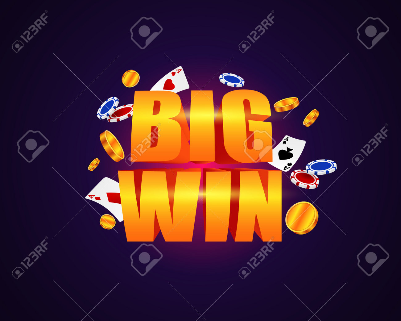 カジノで大勝利。ギャンブルルーレットとポーカージャックポット宝くじの明るい金持ちの勝利は、金持ちの現金ベクトル賞で広告を描きますの写真素材・画像素材  Image 175353263