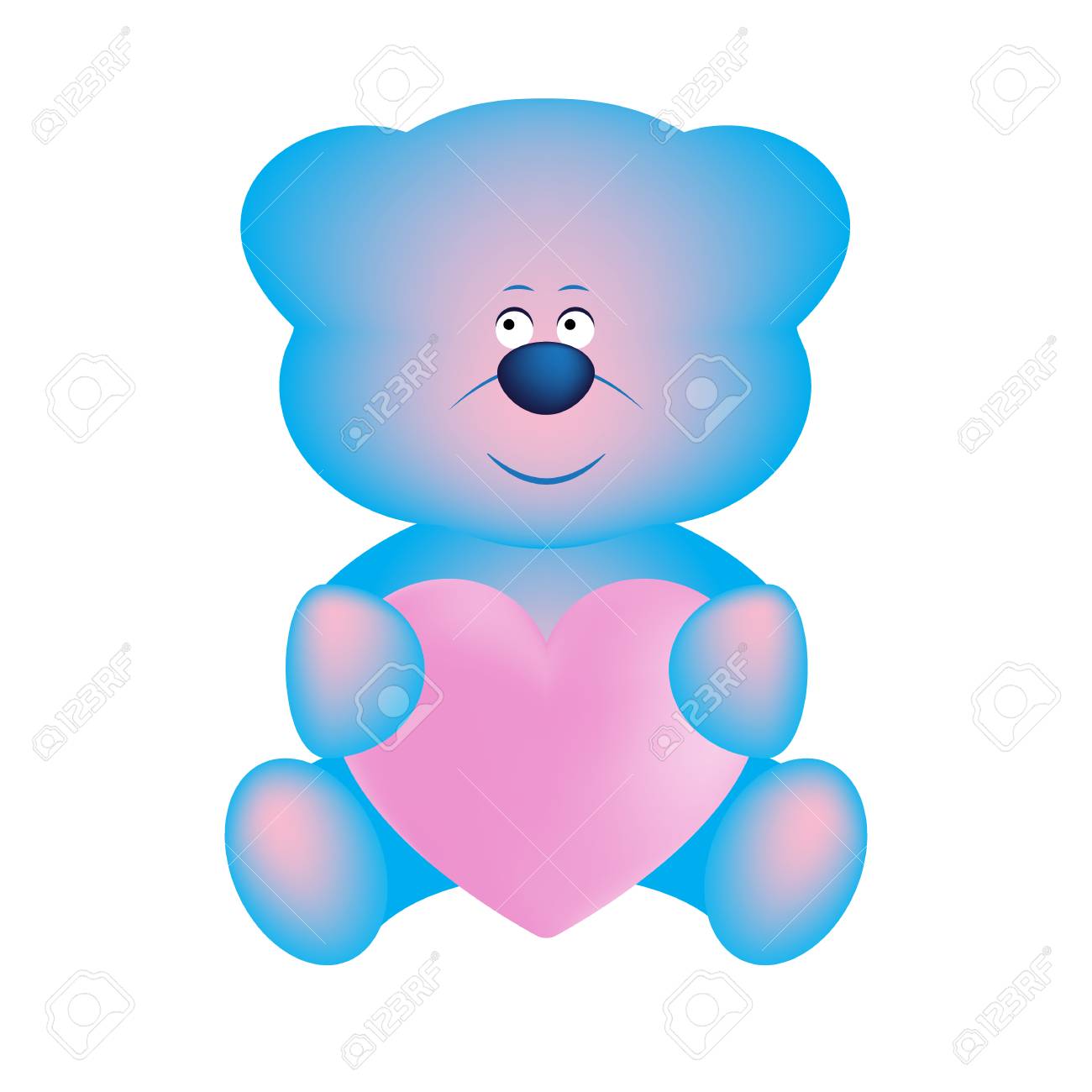 Netter Blauer Bar Mit Einem Rosa Herzen Fur Das Design Der Grusskarte Vektorillustration Lizenzfrei Nutzbare Vektorgrafiken Clip Arts Illustrationen Image 97737456