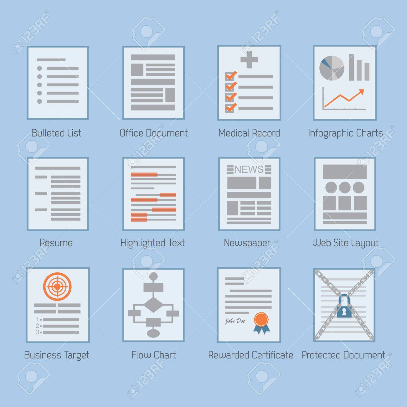 conceptual web and paper document layouts icons set modern paper layouts