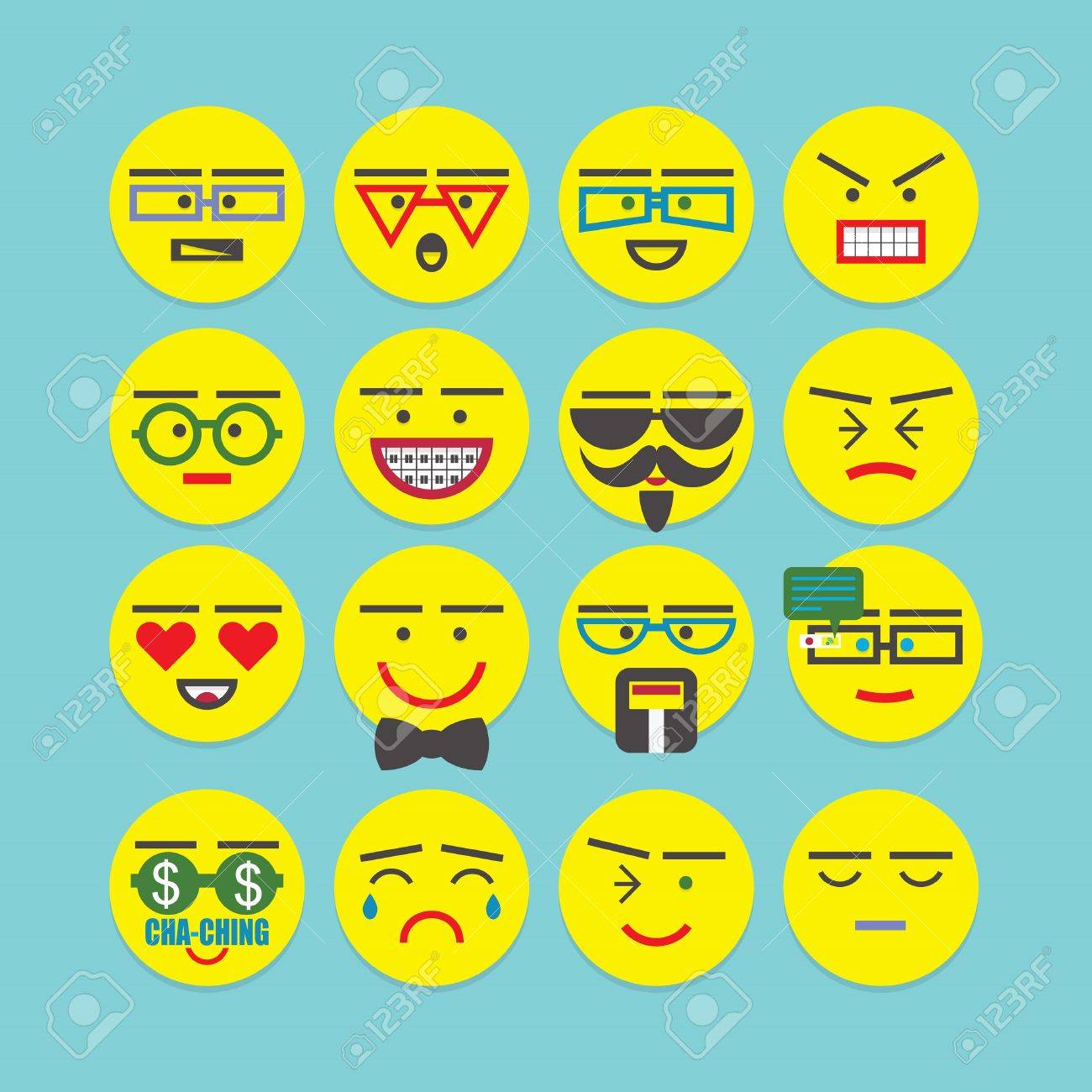 かわいいカラフルな絵文字セット 顔文字アイコン デザインのラウンド概念のイラスト素材 ベクタ Image かわいいカラフルな絵文字セット 顔文字アイコン デザインのラウンド概念のイラスト素材 ベクタ Image