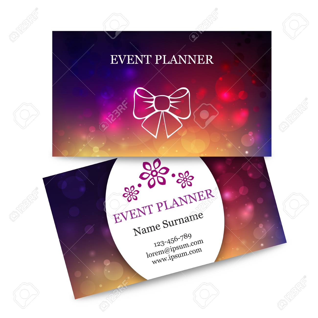 template colorful business cards for event planner abstract wedding planner flyers