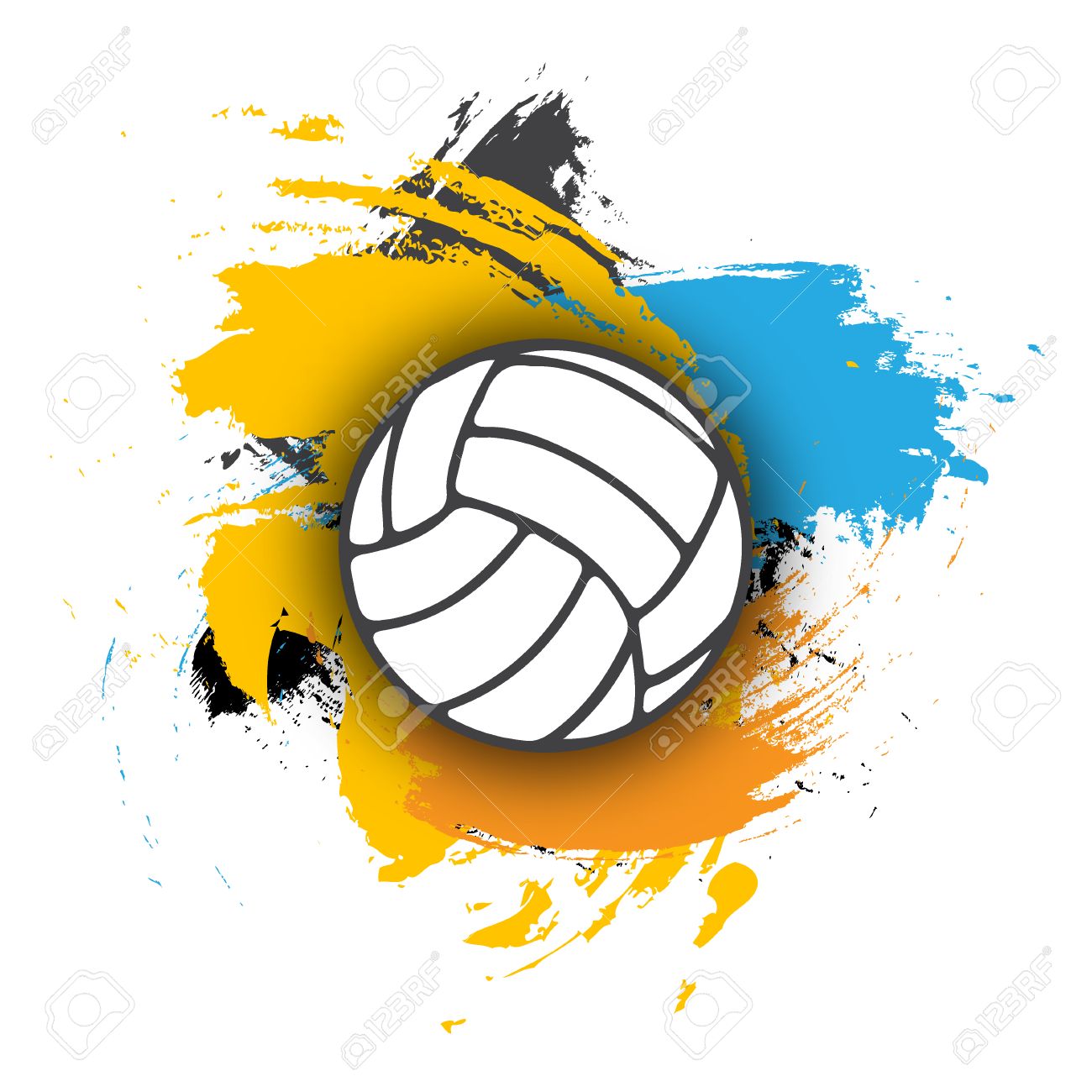 Vector Volleyball Logo On The Background Of Multi-colored Brushstrokes. Volleyball  Ball For Banner, Poster Or Flyer On A Volleyball Theme. - Stock Vector  Royalty Free SVG, Cliparts, Vectors, and Stock Illustration. Image, image size:1300x1300