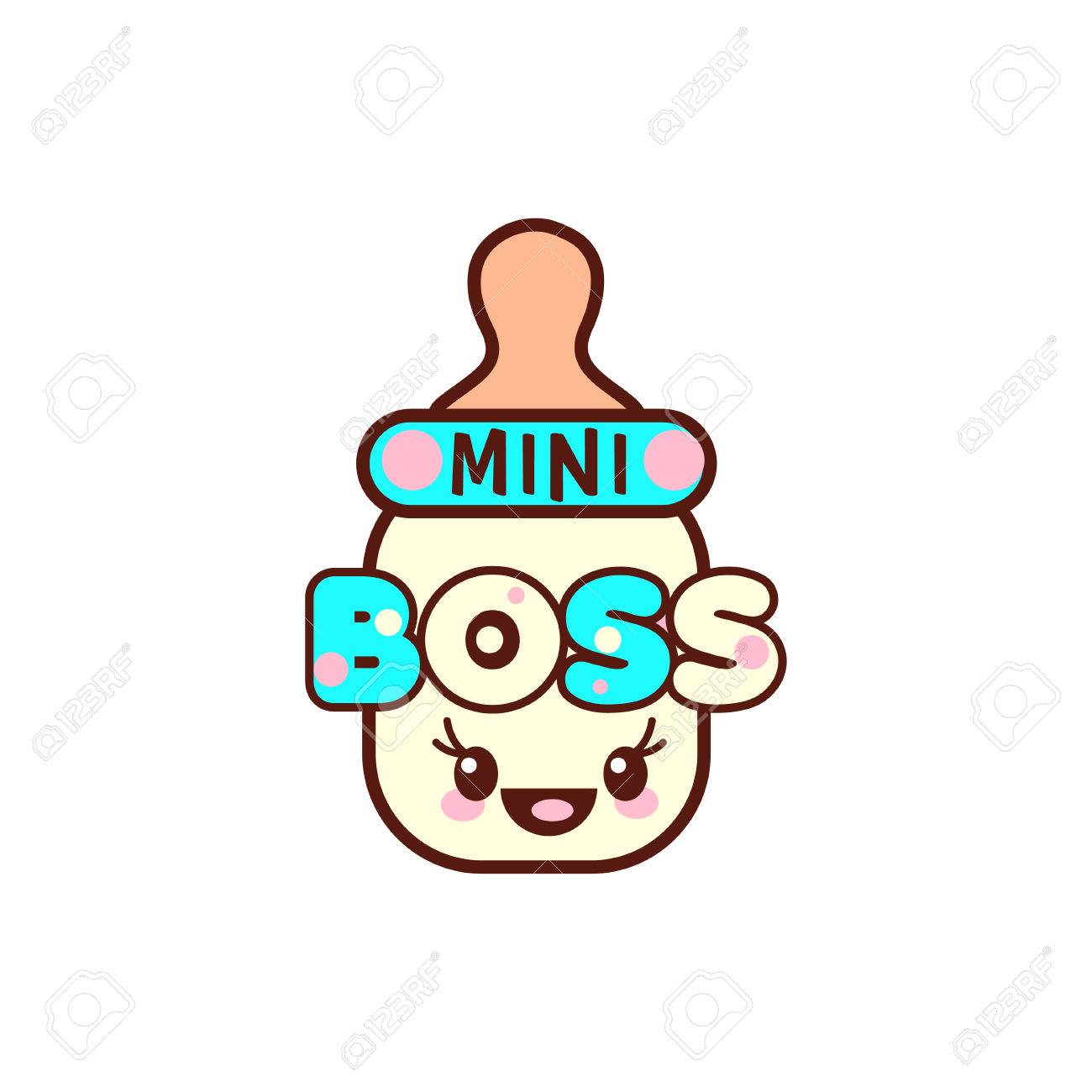 Illustration De Biberon Isole Avec Expression Mini Patron Blanc Emoticones Kawaii De Tetine De Style Vecteur Pour Imprimer Sur Un T Shirt Un Cadeau Pour Une Seule Piece Pour Les Enfants Clip Art