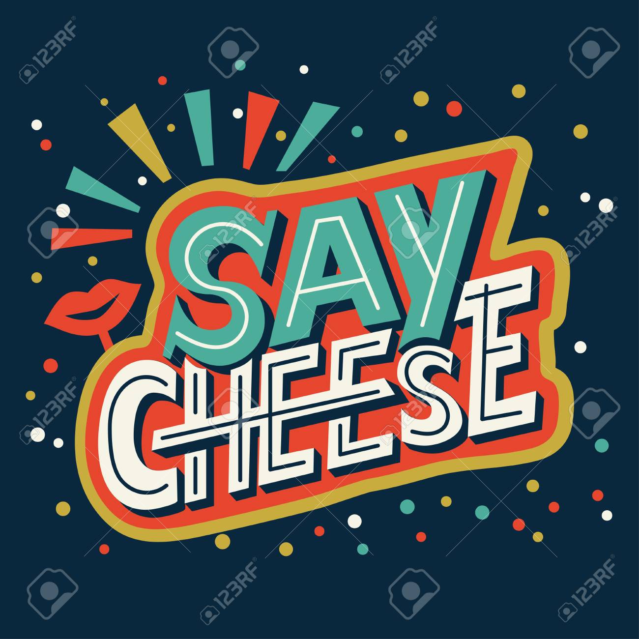 Say Cheese Hand Lettering Calligraphy Phrase About Photo Positive Royalty Free Cliparts Vectors And Stock Illustration Image