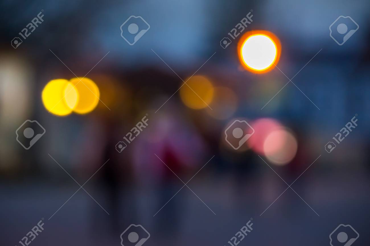 Abstract Background Of Blurred Warm And Cool Blue Lights On Stock