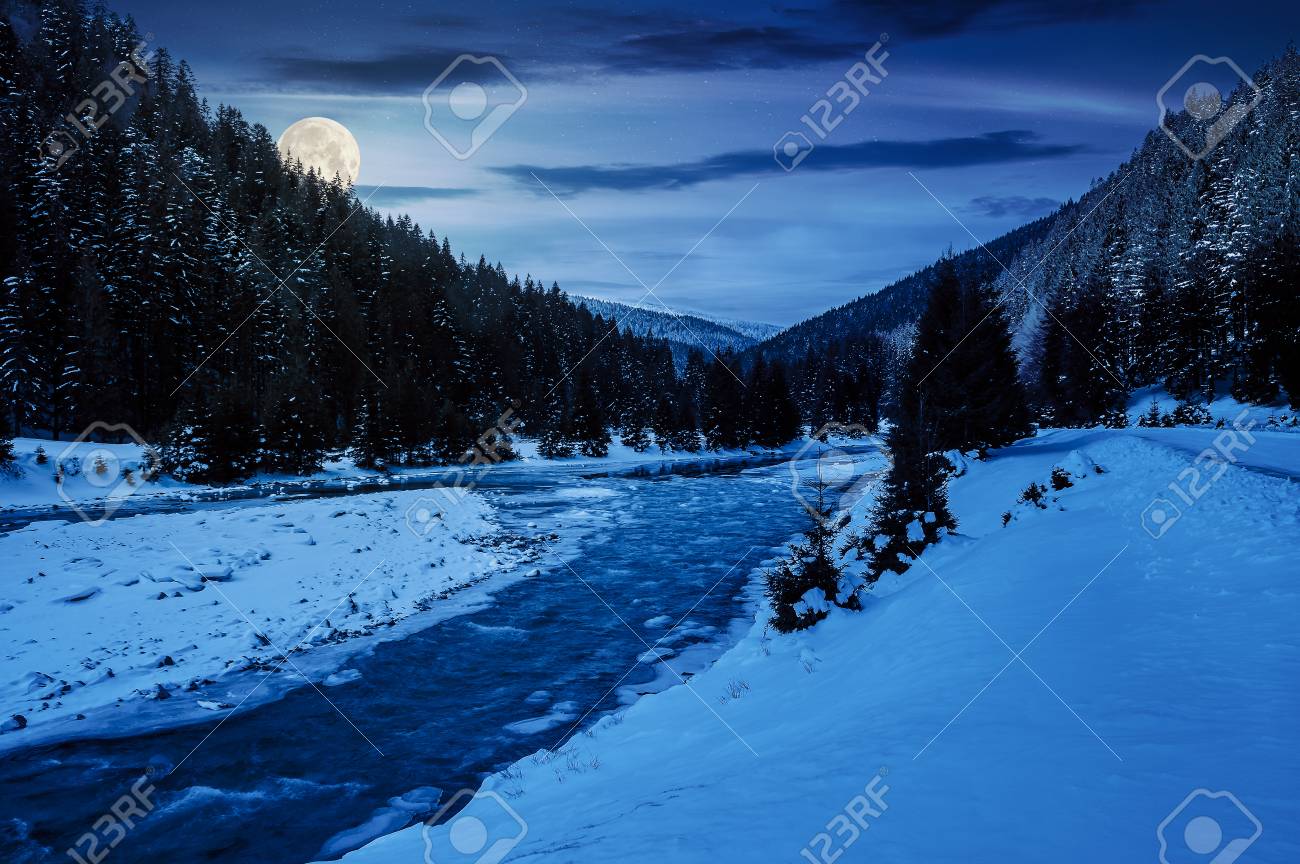 KVMV Snow Winter Landscape Pine Forest River Flowing The Mountains Blizzard Quick Dry Beach Shorts KVMV Snow Winter Landscape Pine Forest River Flowing The Mountains Blizzard Quick Dry Beach Shorts