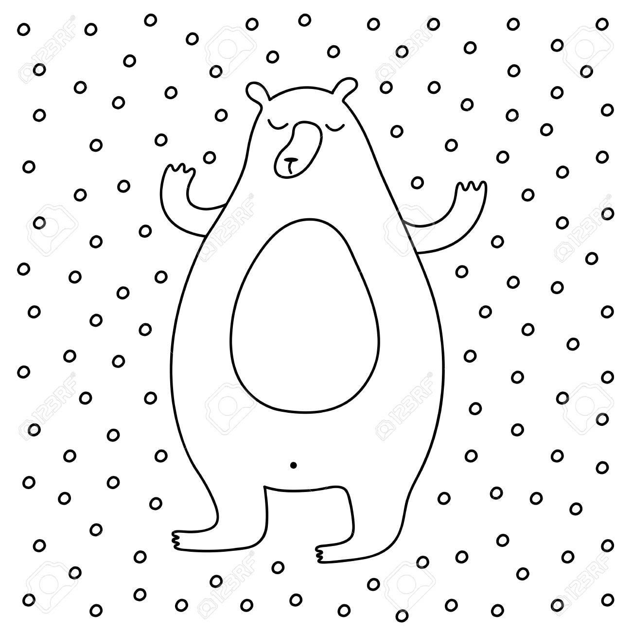 概要漫画甘いクマの雪を楽しむ冬イラスト かわいいベクターの黒と白の冬のイラスト プリント ポスター T シャツ カードの白黒冬イラストを落書き の イラスト素材 ベクタ Image