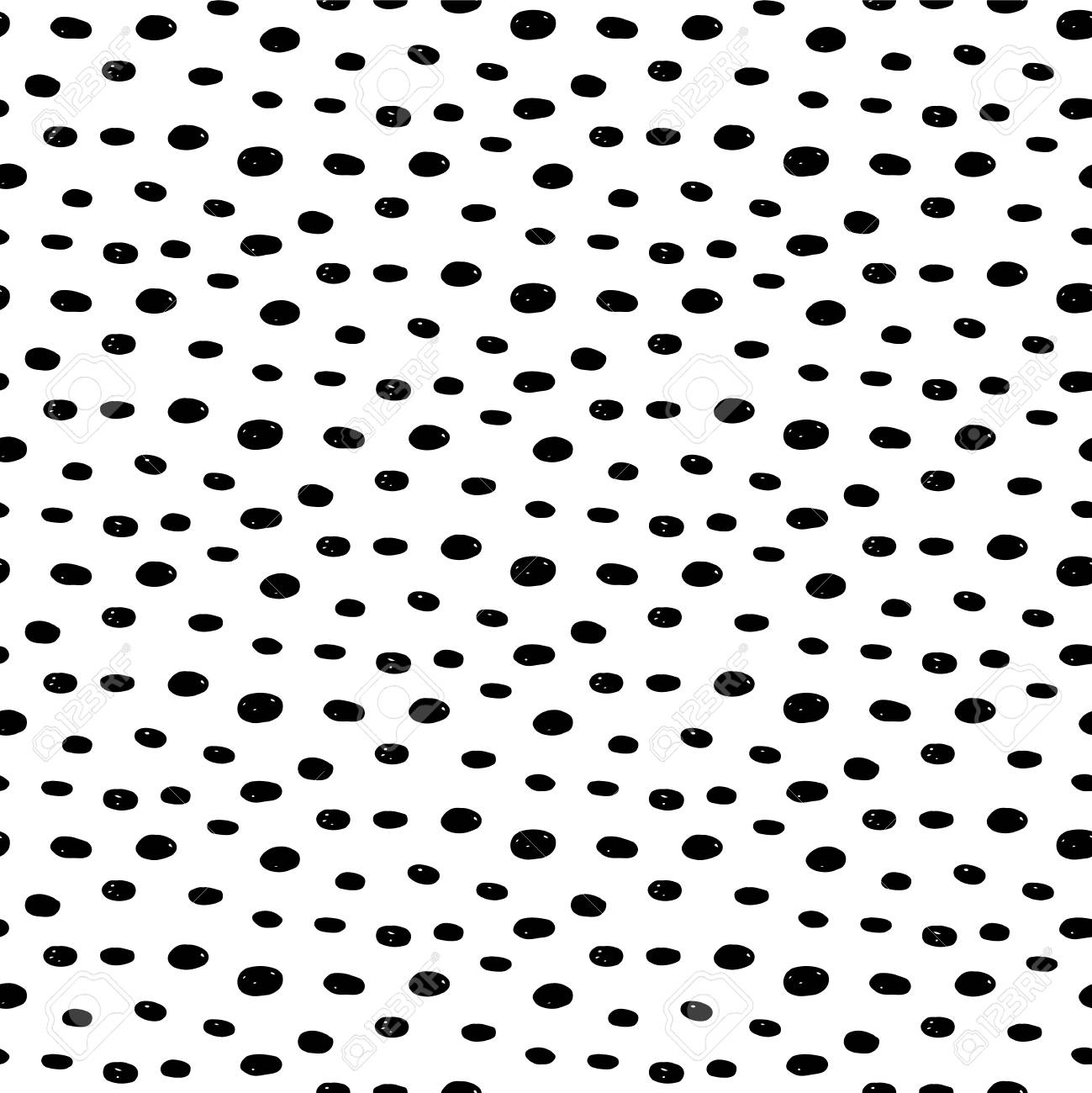 手描きのドットで抽象的な水玉柄 かわいいベクトル黒と白の水玉柄 生地のためのシームレスな白黒水玉柄の壁紙 包装紙 カード Web の背景 のイラスト素材 ベクタ Image