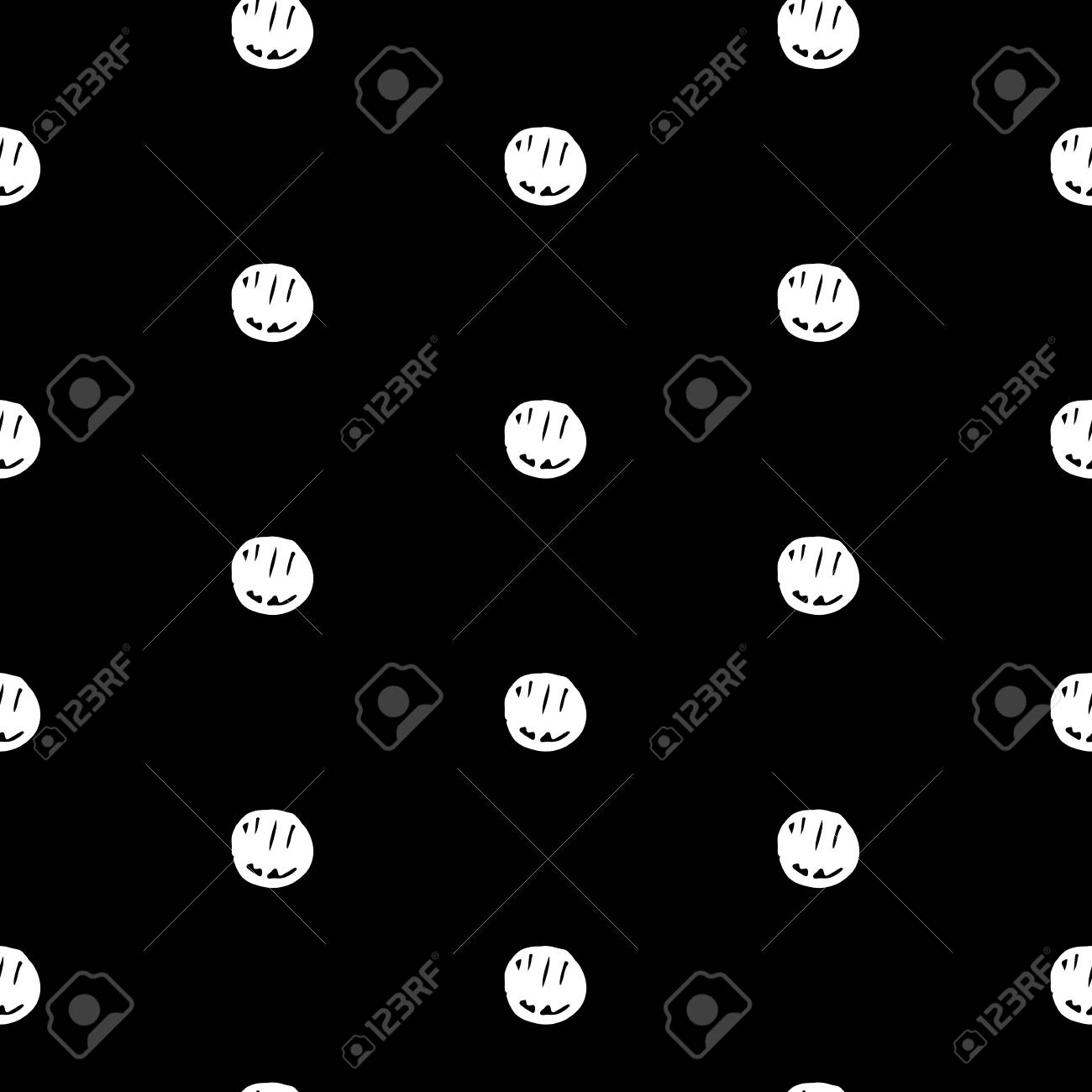 手描き水玉模様のパターンで抽象的な落書き かわいいベクトル落書きは白と黒のパターン 生地のためのシームレスなモノクロ落書きパターンの壁紙 包装紙 カード Web の背景 の写真素材 画像素材 Image