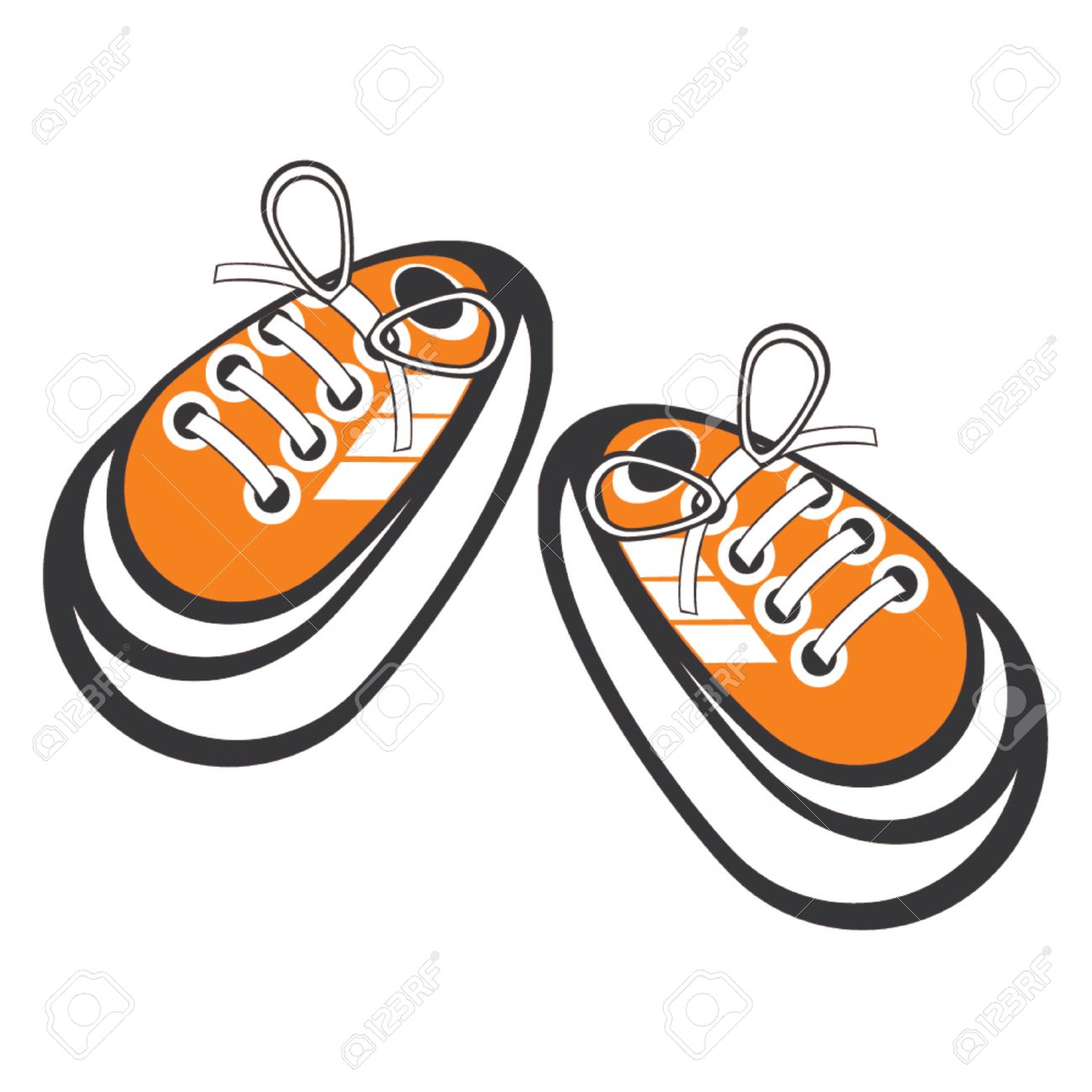 Tied Sneakers Cartoon Sport Shoes Over White Background Royalty