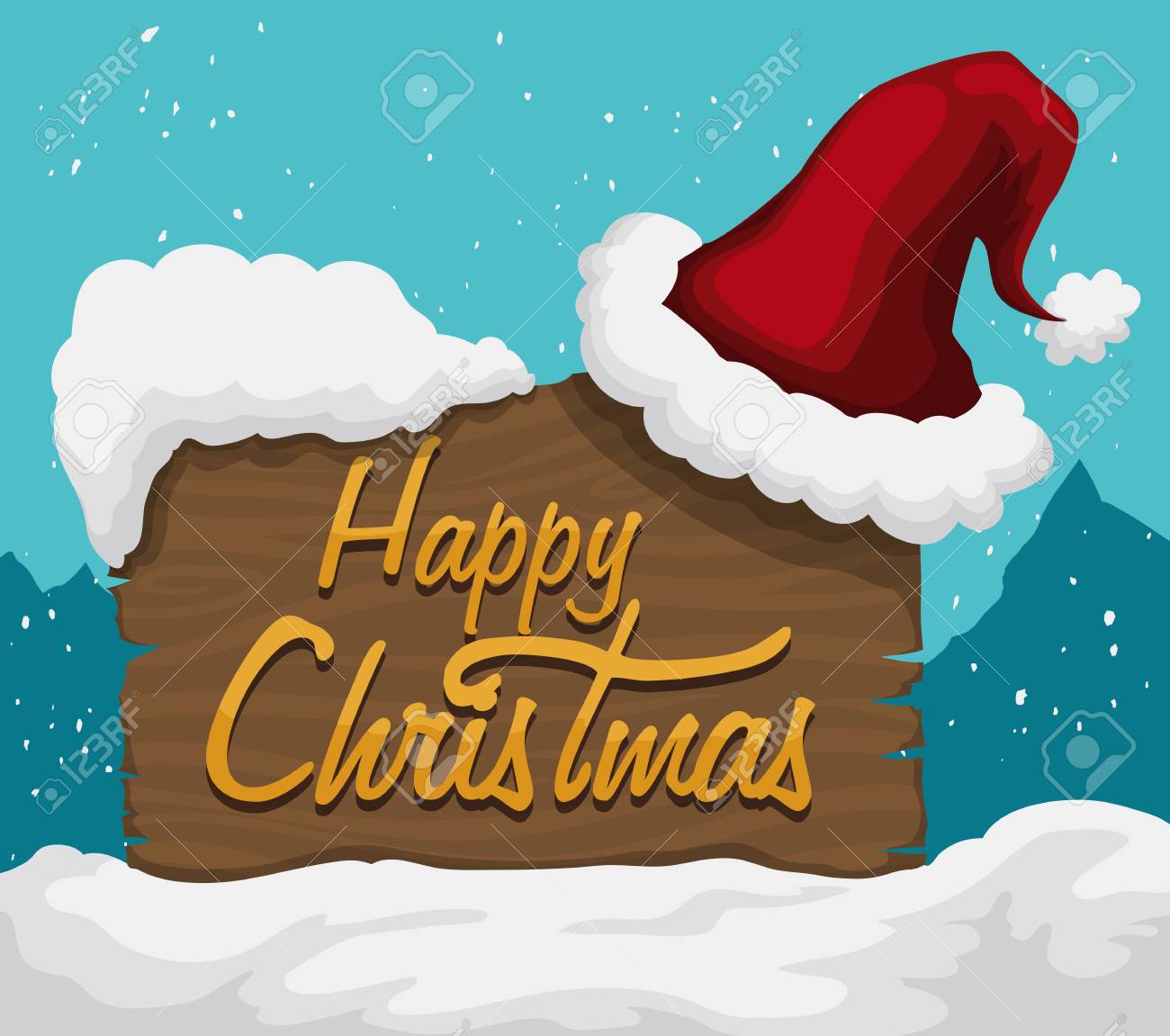 santas hat on wooden sign with merry christmas message stock vector 49037561 - Merry Christmas Wooden Sign santas hat on wooden sign with merry christmas message stock vector 49037561 - Merry Christmas Wooden Sign