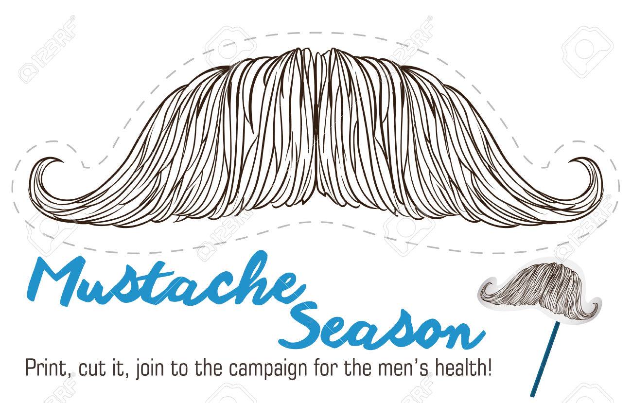 Disene Con El Bigote En Estilo Dibujado Mano Listo Para Imprimir