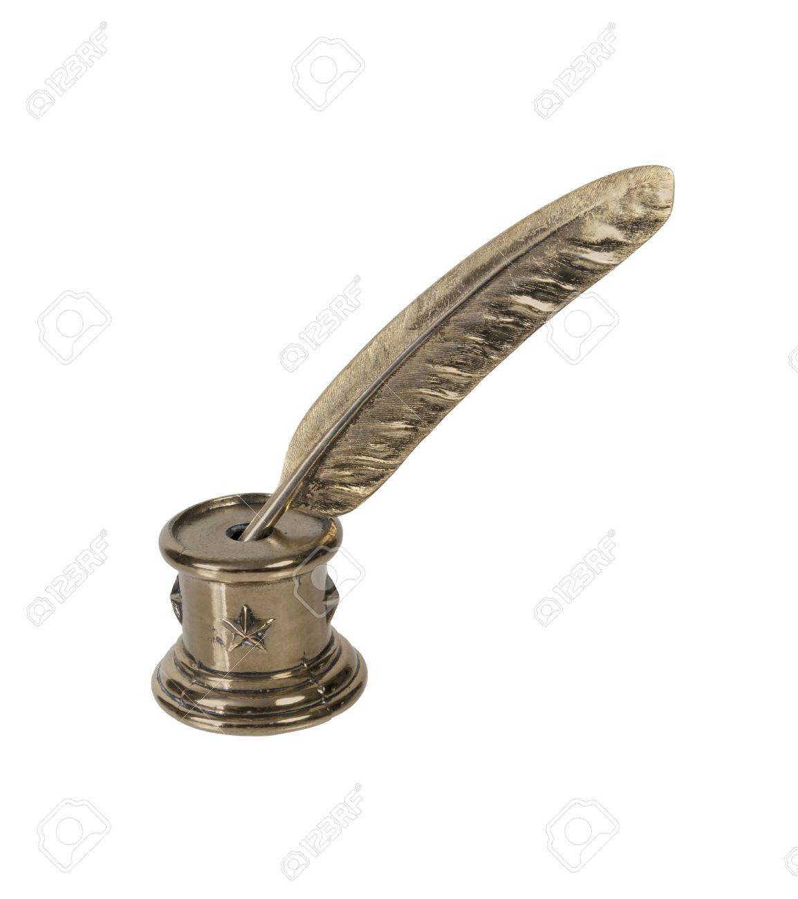 metal feathered pen and