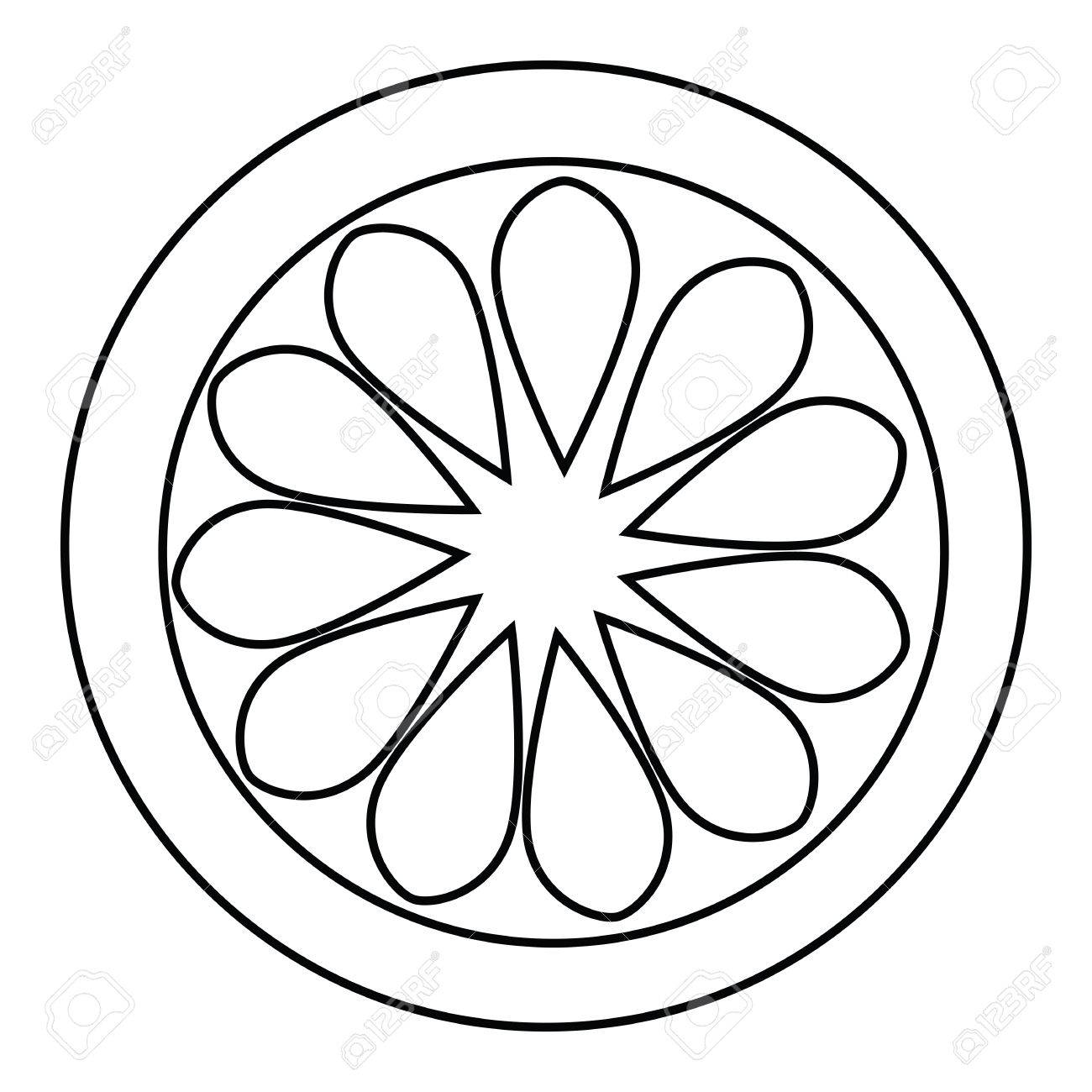 Lemon Slice Outline For Coloring Book Vector Download Isolated On White Background Stock