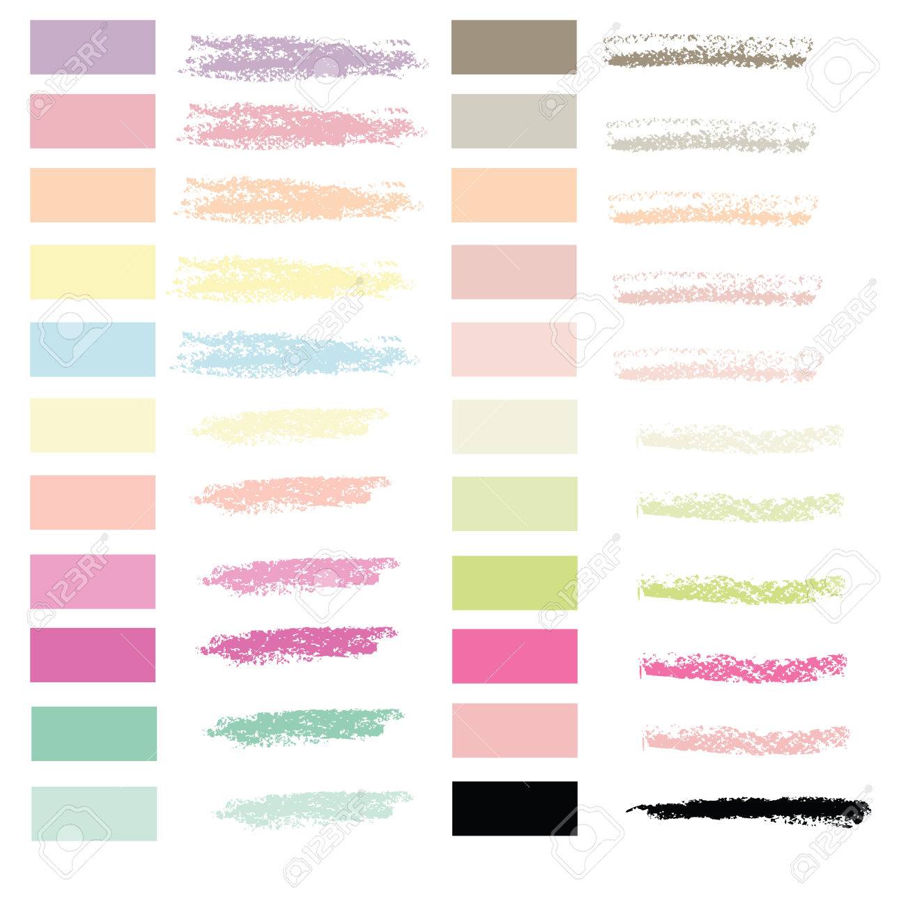 art brush in chalk pastel 22 colors set vector for use in graphic