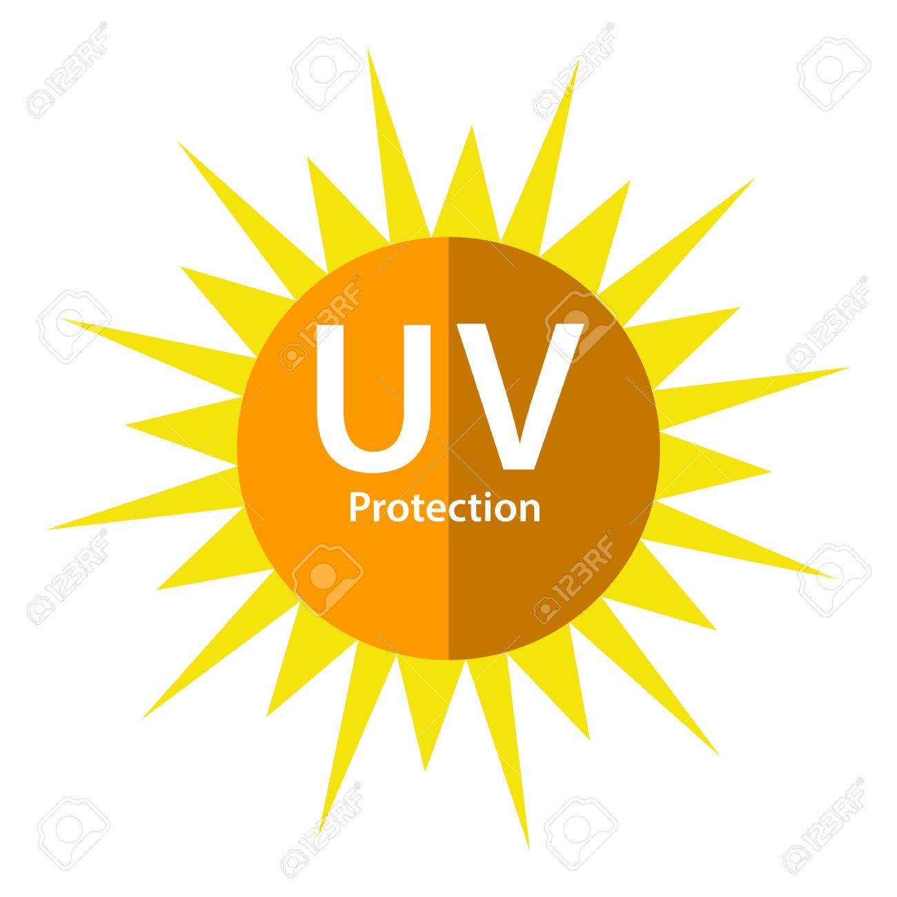 太陽のシンボルと uv 保護ロゴ ロイヤリティフリークリップアート