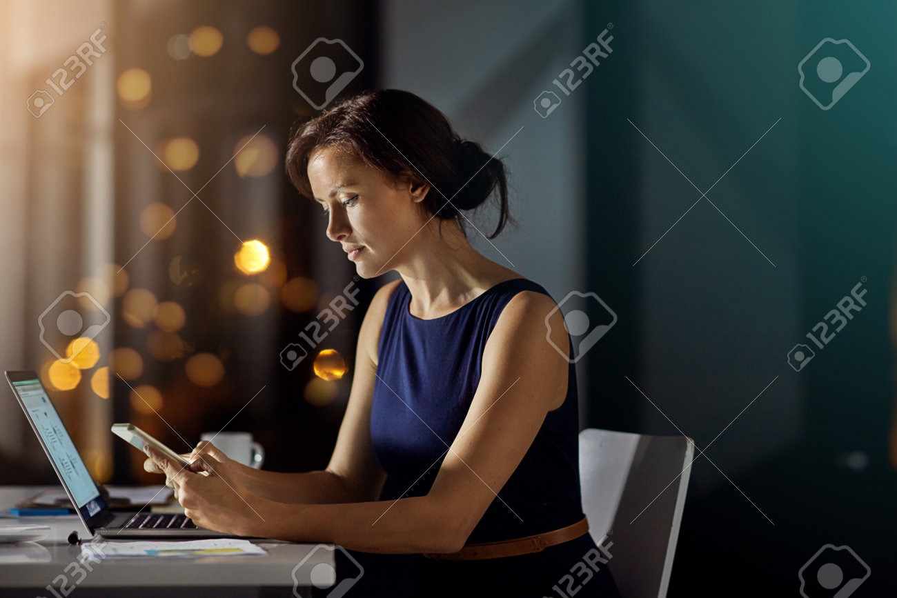 Phone, Night Or Business Woman Typing Online Review Of Financial Portfolio,  Forex Stock Market Database Or Nft. Bitcoin Mining Research, Trading Office  Or Female Trader Text Crypto Investment Contact Stock Photo, Picture