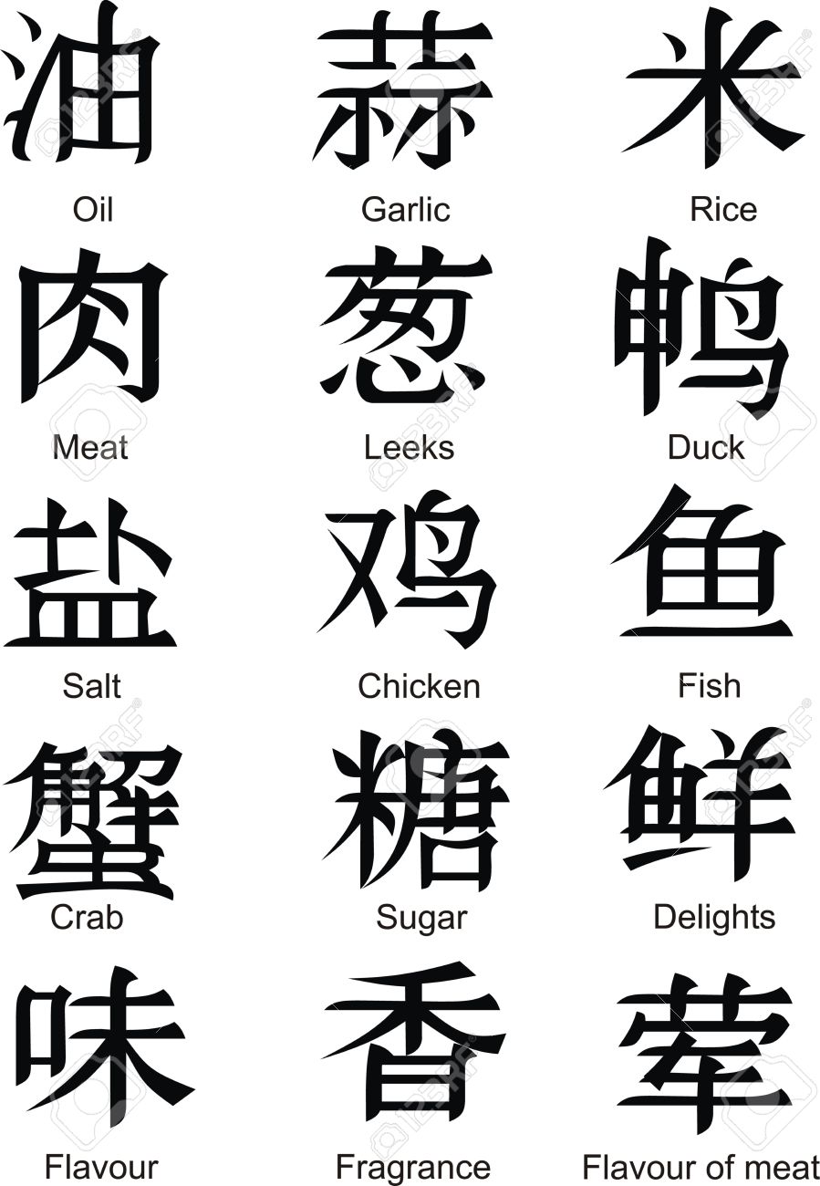 black chinese symbols isolated