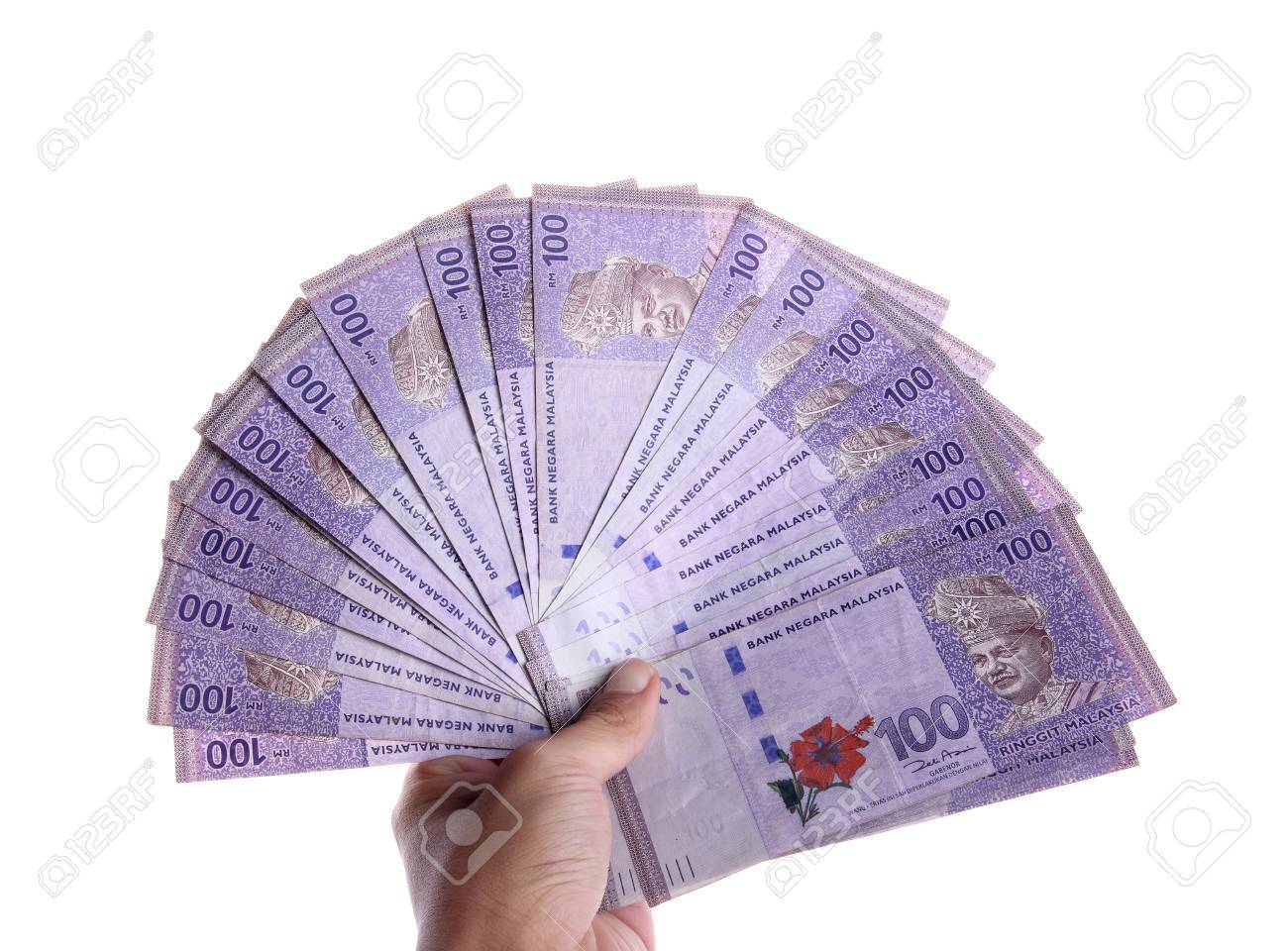 Malaysian Ringgit Money In 100 Nominal Spreaded Hand Held
