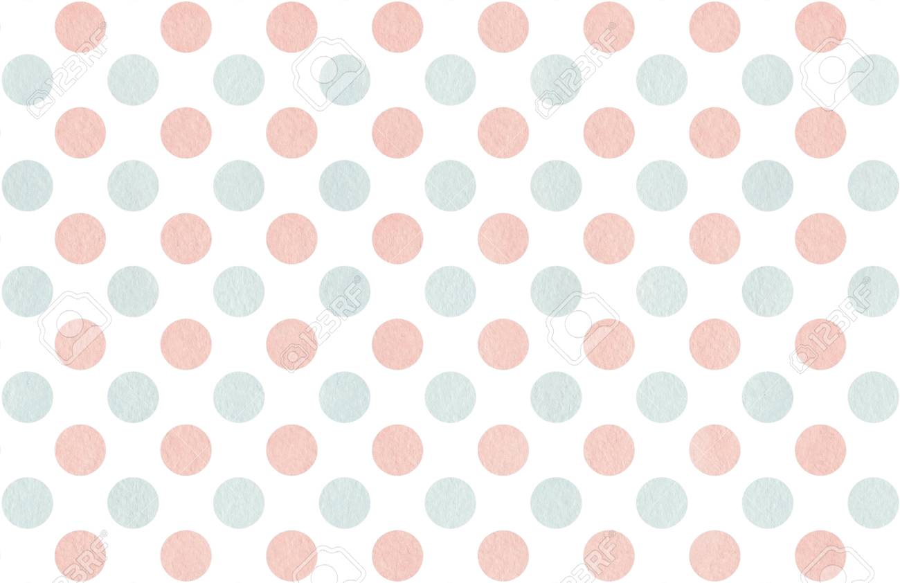 ピンクとブルーの色の水彩ドットのドット 水彩の汚れ 抽象的な水彩背景ピンクとブルーのサークル 水玉の抽象的な背景 薄い水色とサーモンの水彩画サークル の写真素材 画像素材 Image