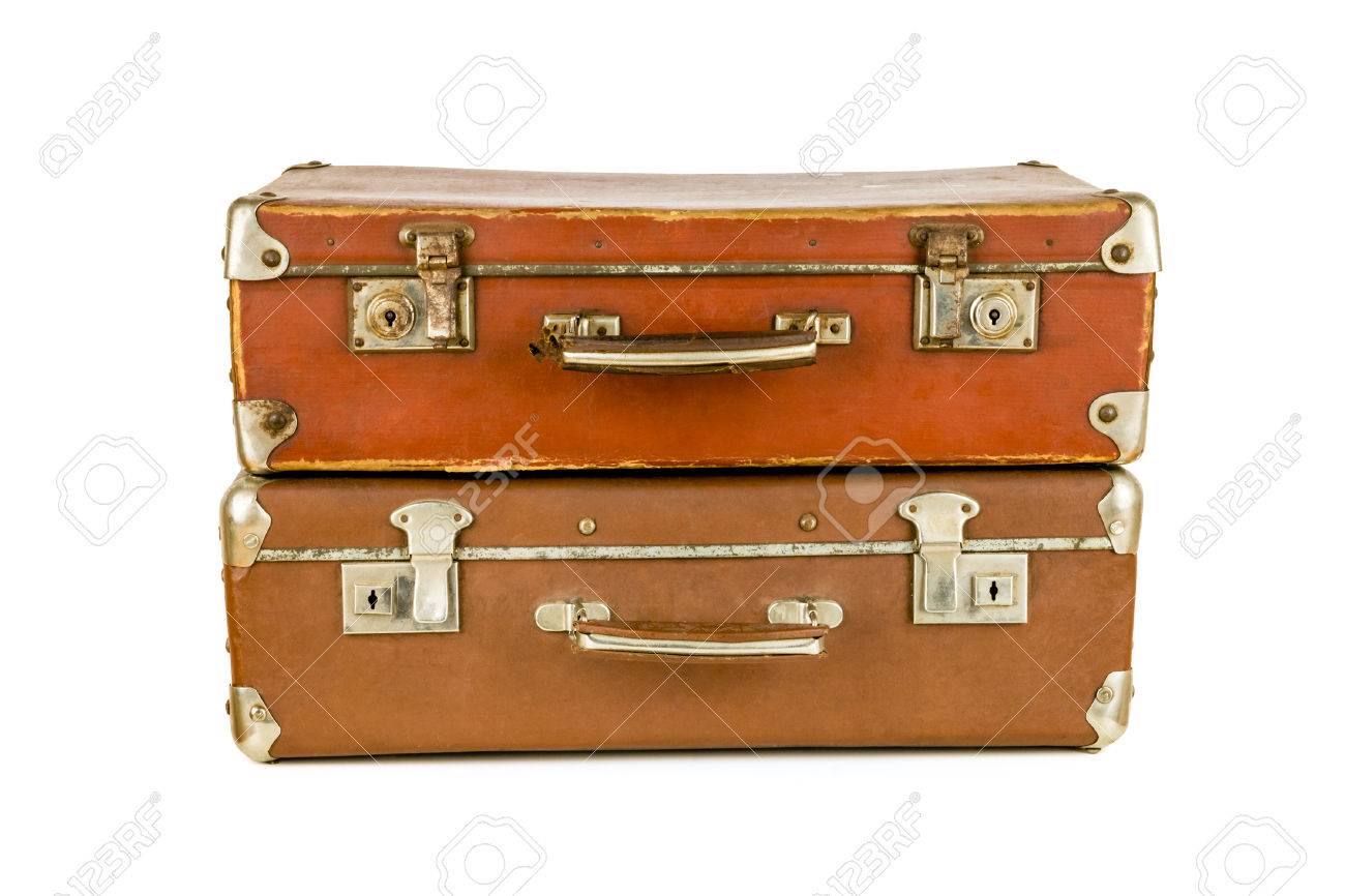 set of old suitcases brown retro suitcase vintage baggage stock