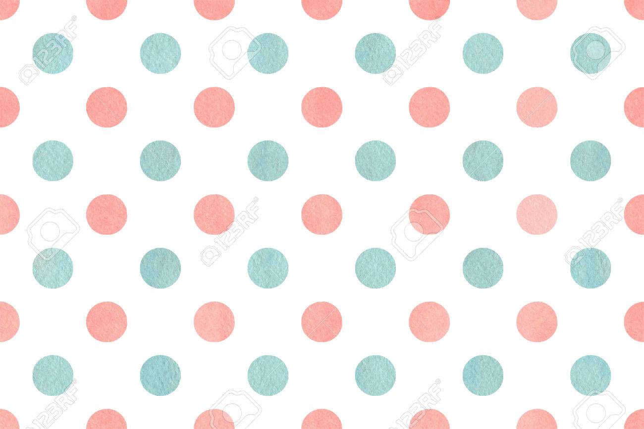 watercolor light pink and blue polka dot background pattern stock