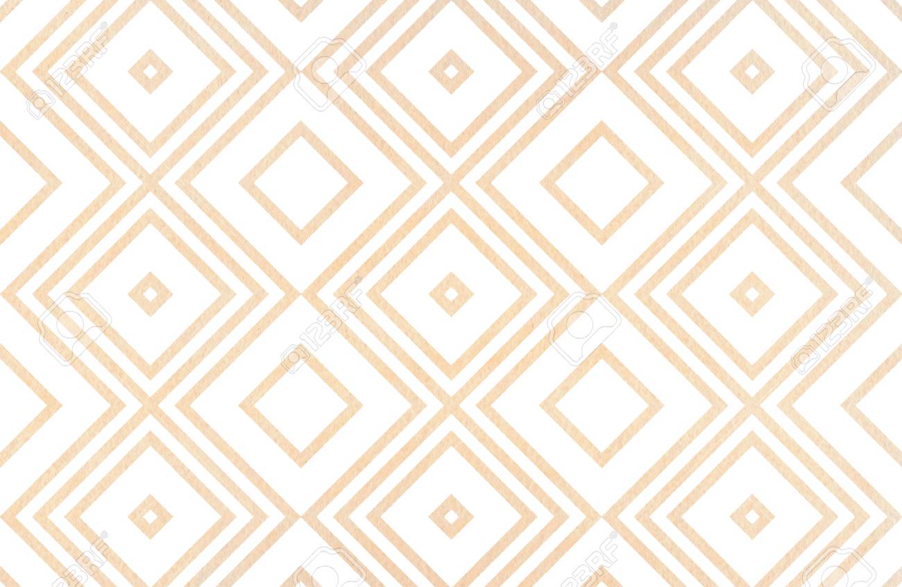 ベージュ色の水彩画の幾何学模様 ファッション繊維 布 背景 の写真素材 画像素材 Image