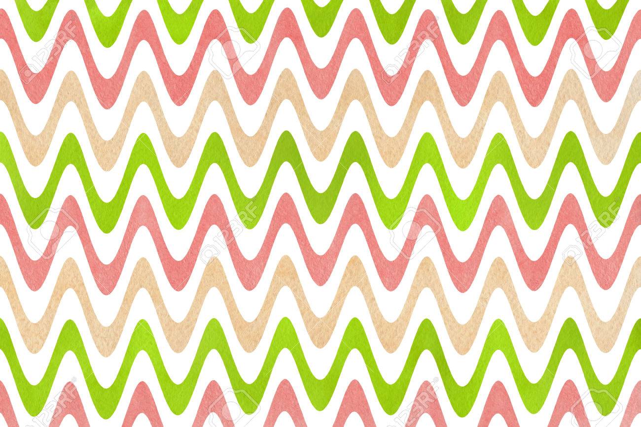 水彩ライム グリーン コーラル ピンクとベージュのストライプの背景 シェブロン の写真素材 画像素材 Image