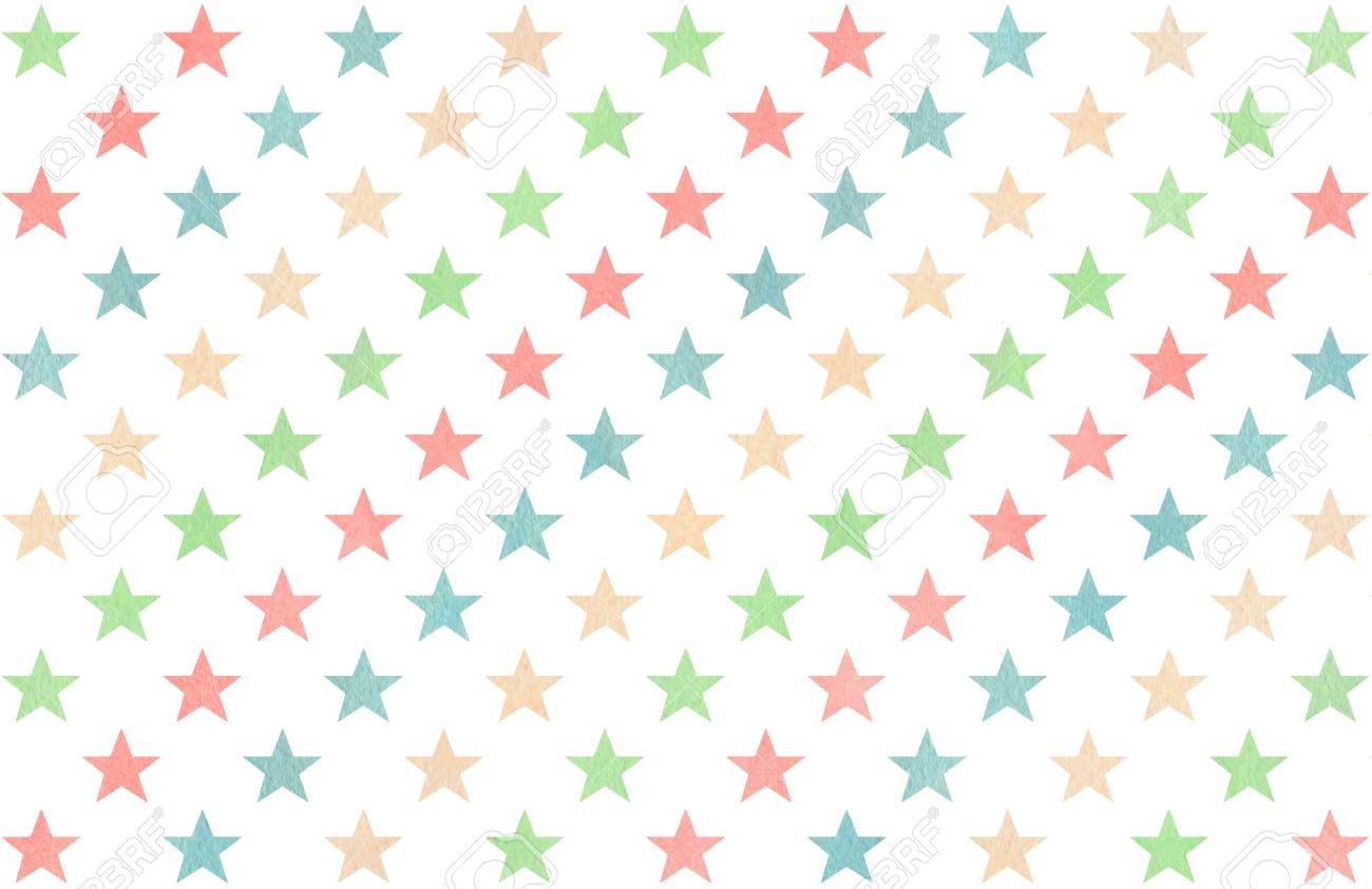 Watercolor Pattern With Blue Light Pink Beige And Mint Green