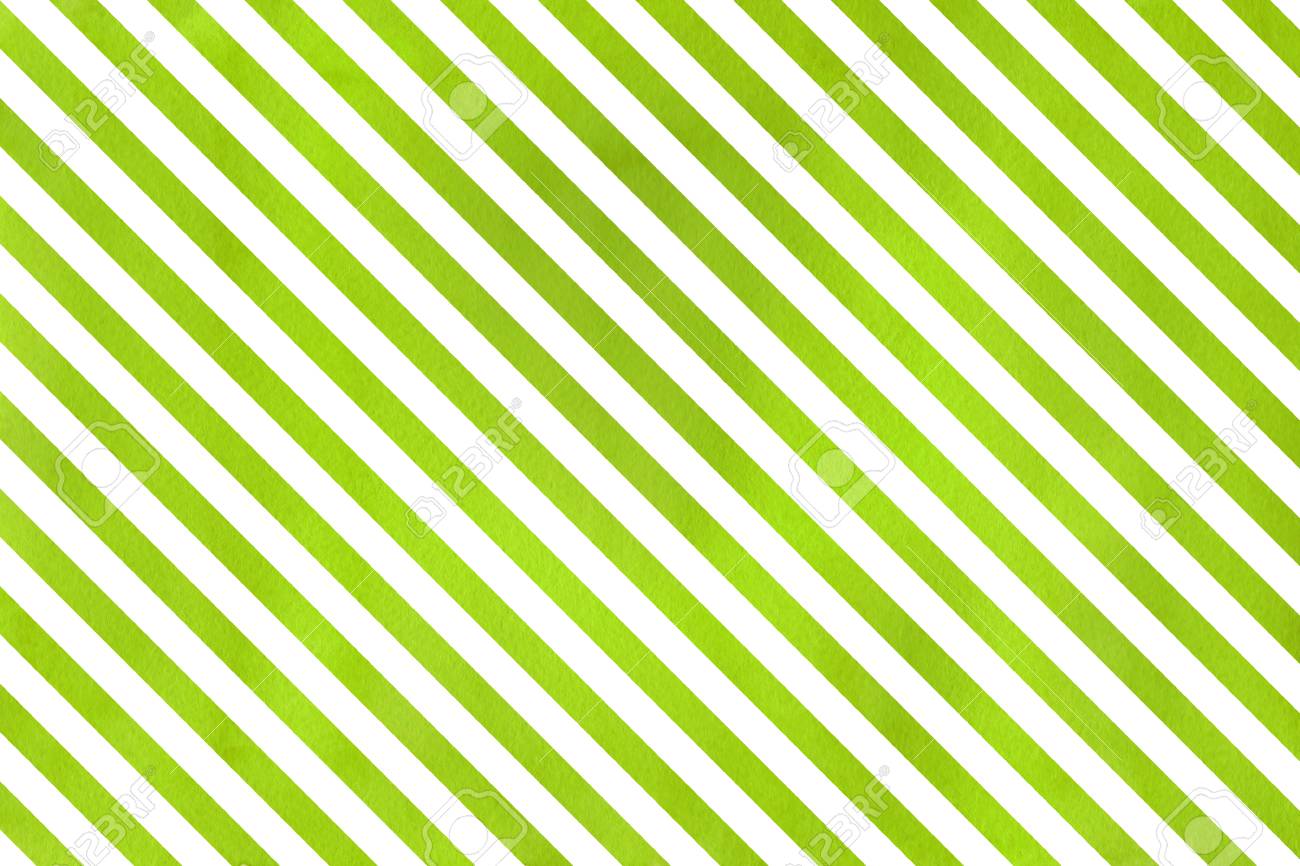 Watercolor Lime Green Striped Background. Watercolor Geometric