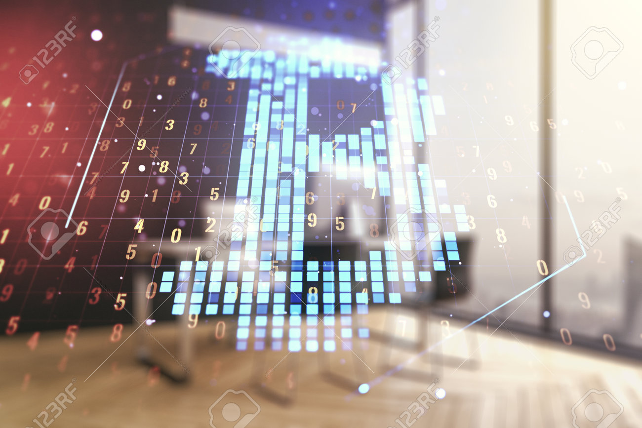 창의적인 비트코인 개념과 배경 이중 노출에 PC가 있는 현대적인 데스크탑 로열티 무료 사진, 그림, 이미지 그리고 스톡포토그래피.  Image 161263535