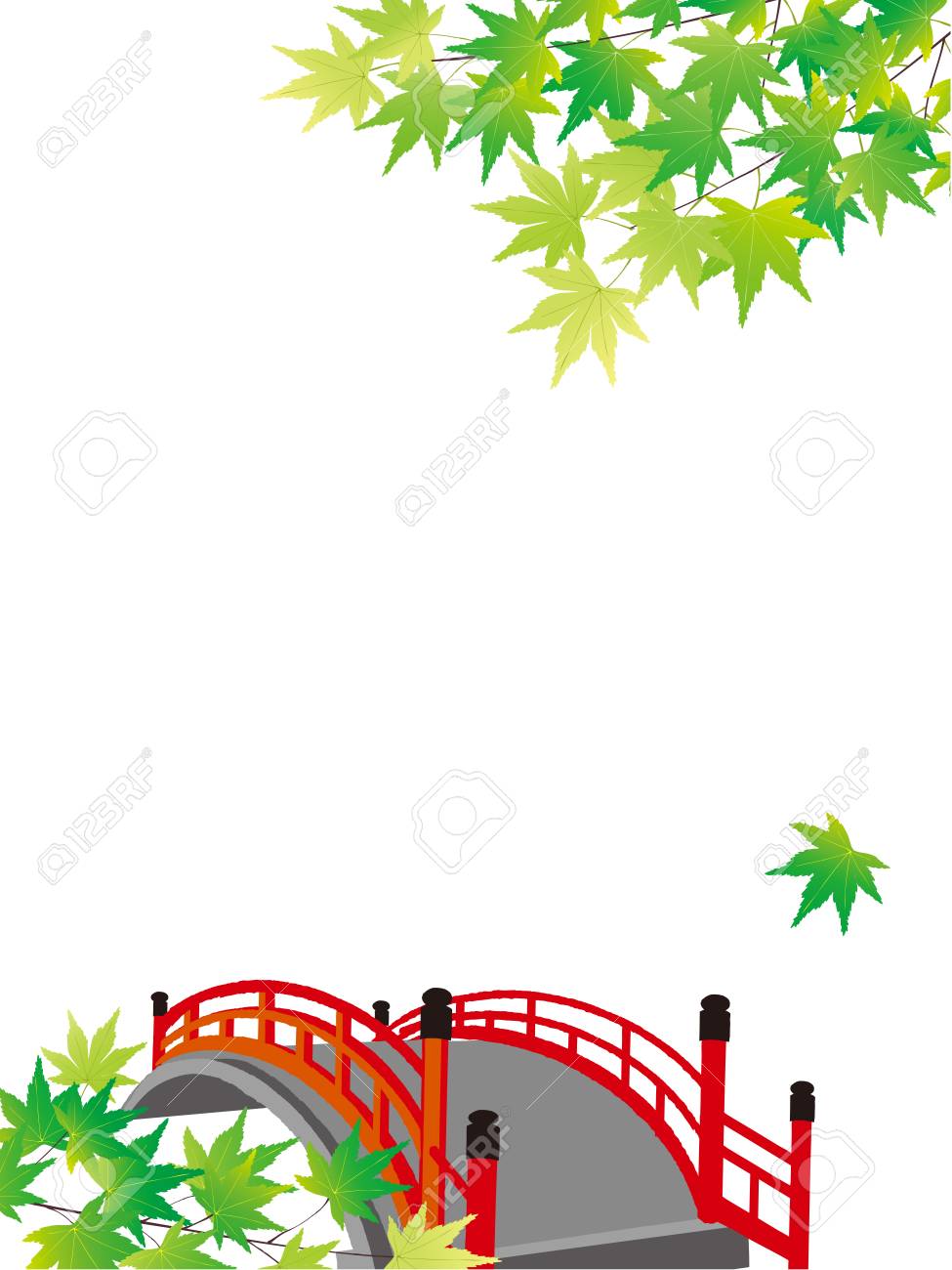 メープルの背景に日本の赤い橋の葉します のイラスト素材 ベクタ Image 7742