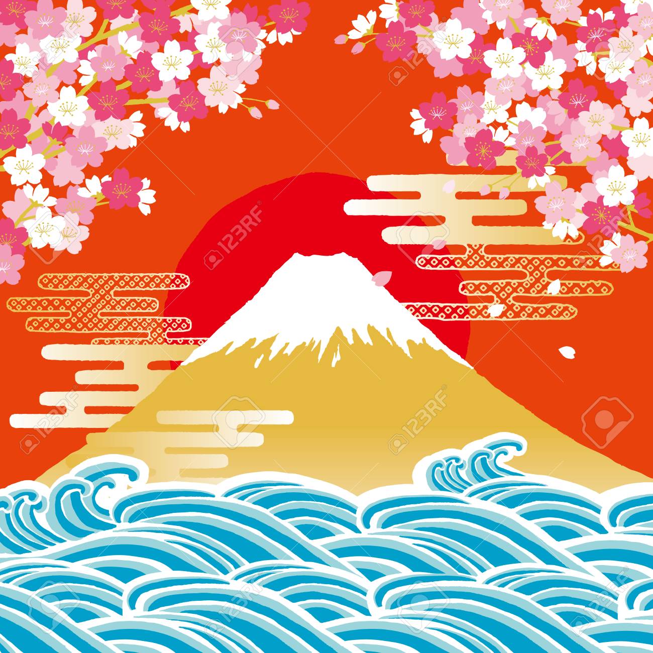 富士山の日の出 のイラスト素材 ベクタ Image