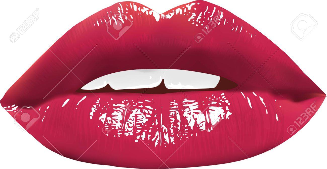 濡れた唇 株式ベクトルを描いたのイラスト素材 ベクタ Image