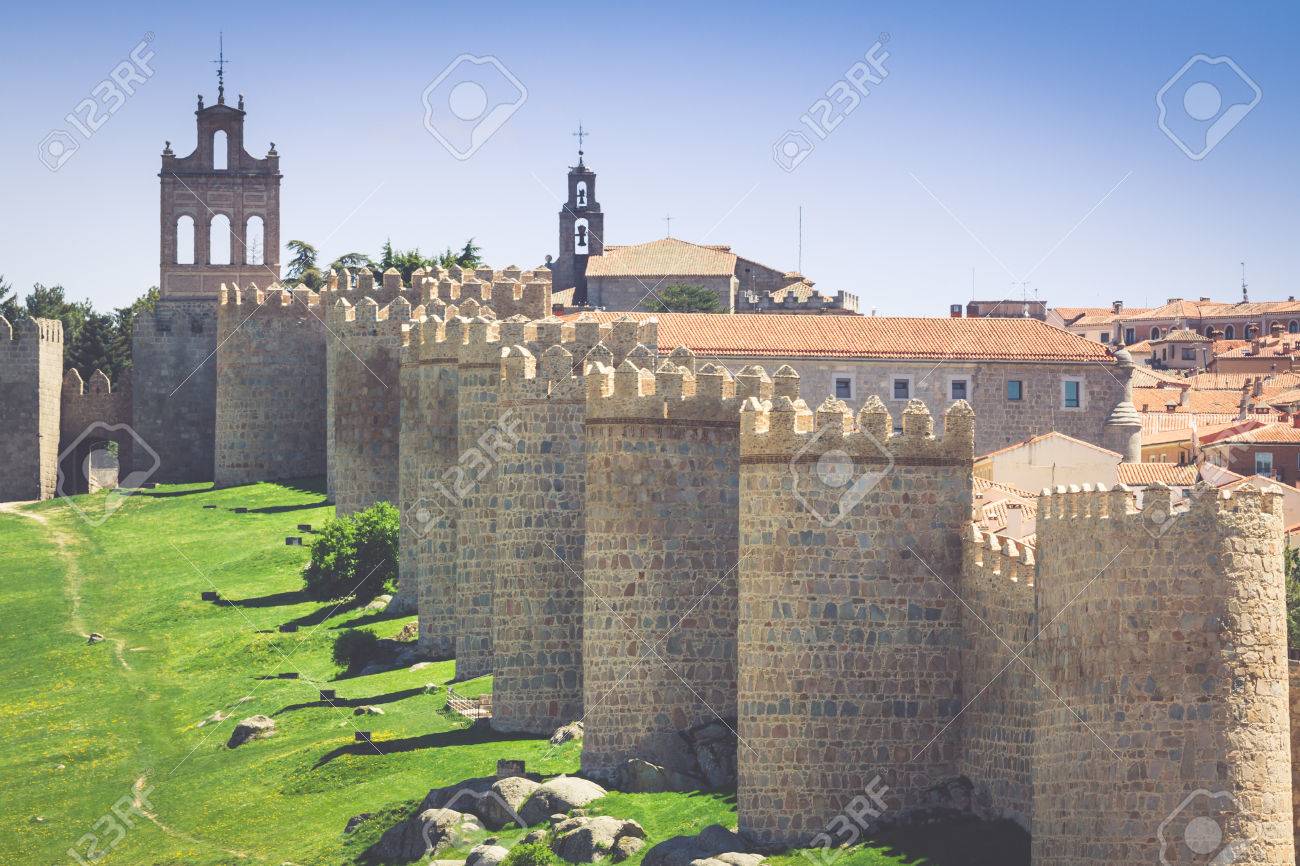Avila Detailed View Of Avila Walls Also Known As Murallas De Avila A Vila Castilla Y Leon Spain Stock Photo Picture And Royalty Free Image Image