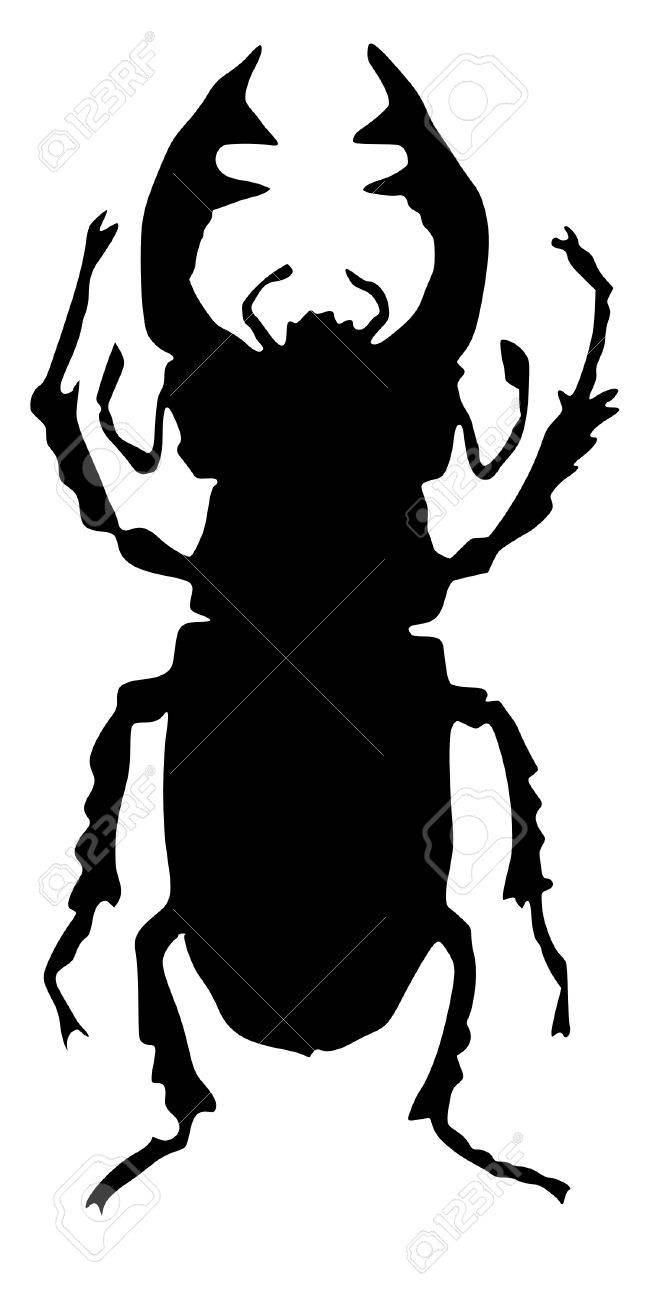クワガタ カブトムシのシルエットの 1 つの図 のイラスト素材 ベクタ Image