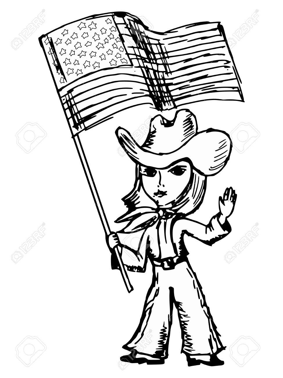 アメリカの国旗と騎乗位の漫画イラスト のイラスト素材 ベクタ Image