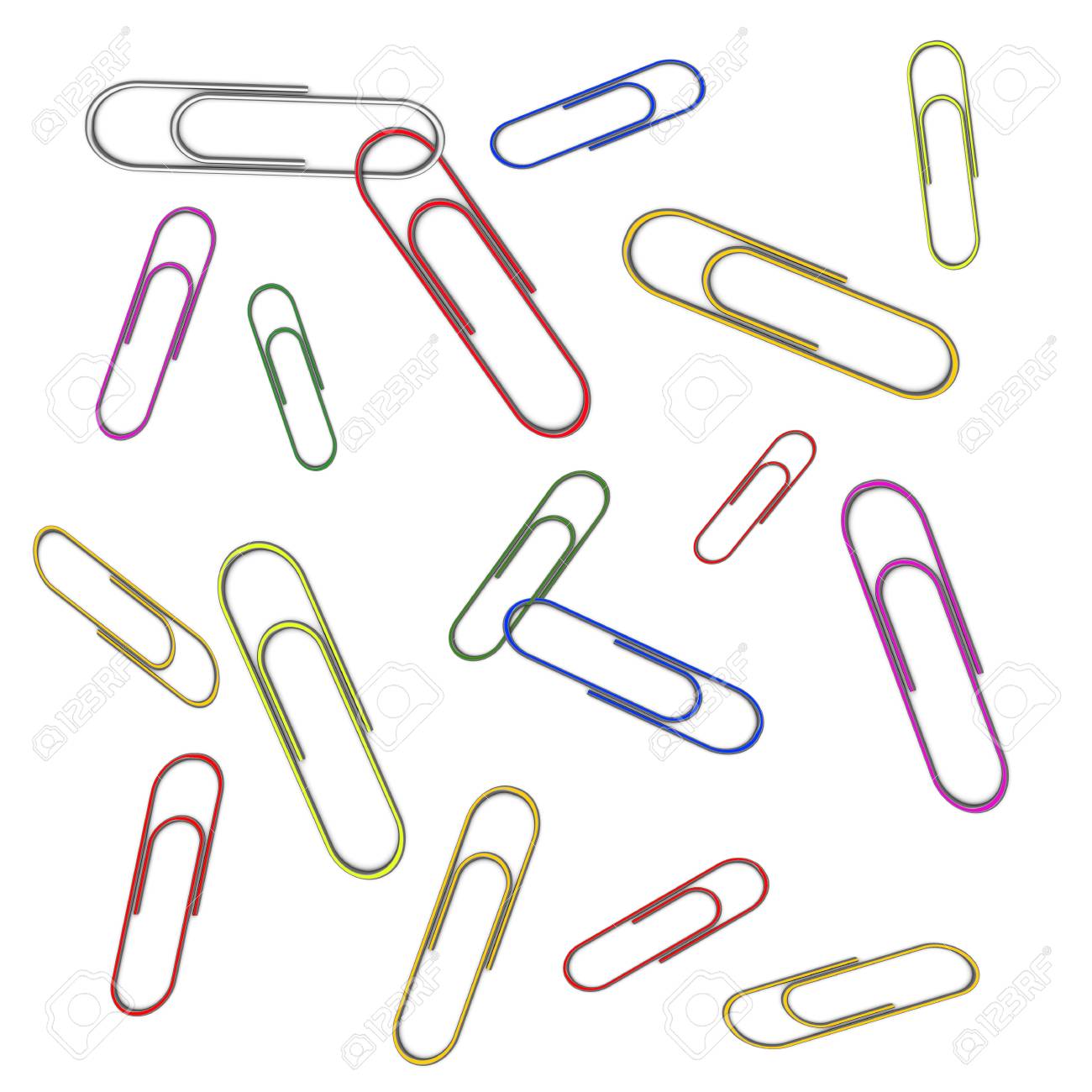 白い背景の上の金属カラー クリップ の写真素材 画像素材 Image