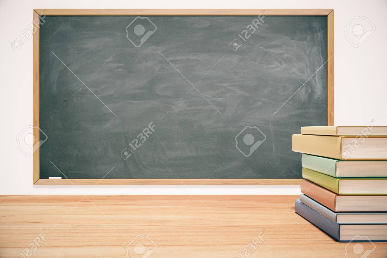 Classroom With Blackboard Wooden Table And Books Stock Photo Picture And Royalty Free Image Image 46605173
