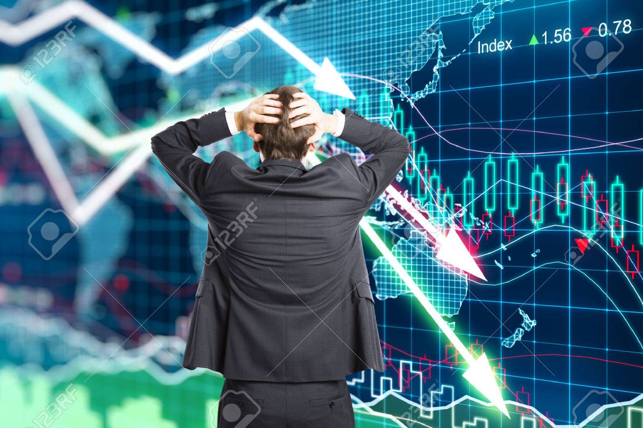 Illustration of the crisis concept with a businessman in panic - 51533298 Illustration of the crisis concept with a businessman in panic - 51533298