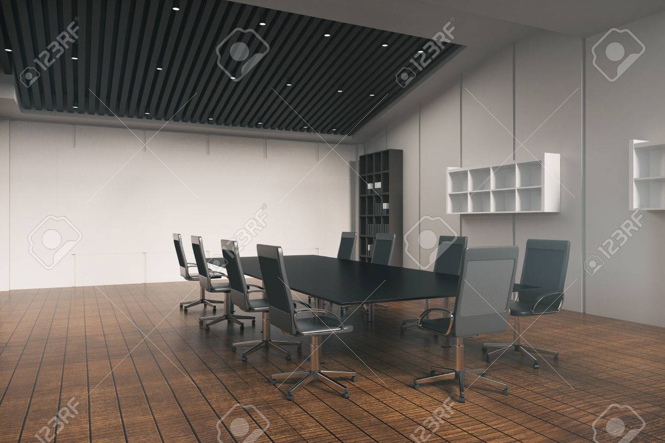 seitenansicht büro gesetzt empfang seitenansicht der konferenztisch in bürointerieur mit holzboden betonwand regale und andere geräte der in mit holzboden seitenansicht büro gesetzt empfang seitenansicht der konferenztisch in bürointerieur mit holzboden betonwand regale und andere geräte der in mit holzboden