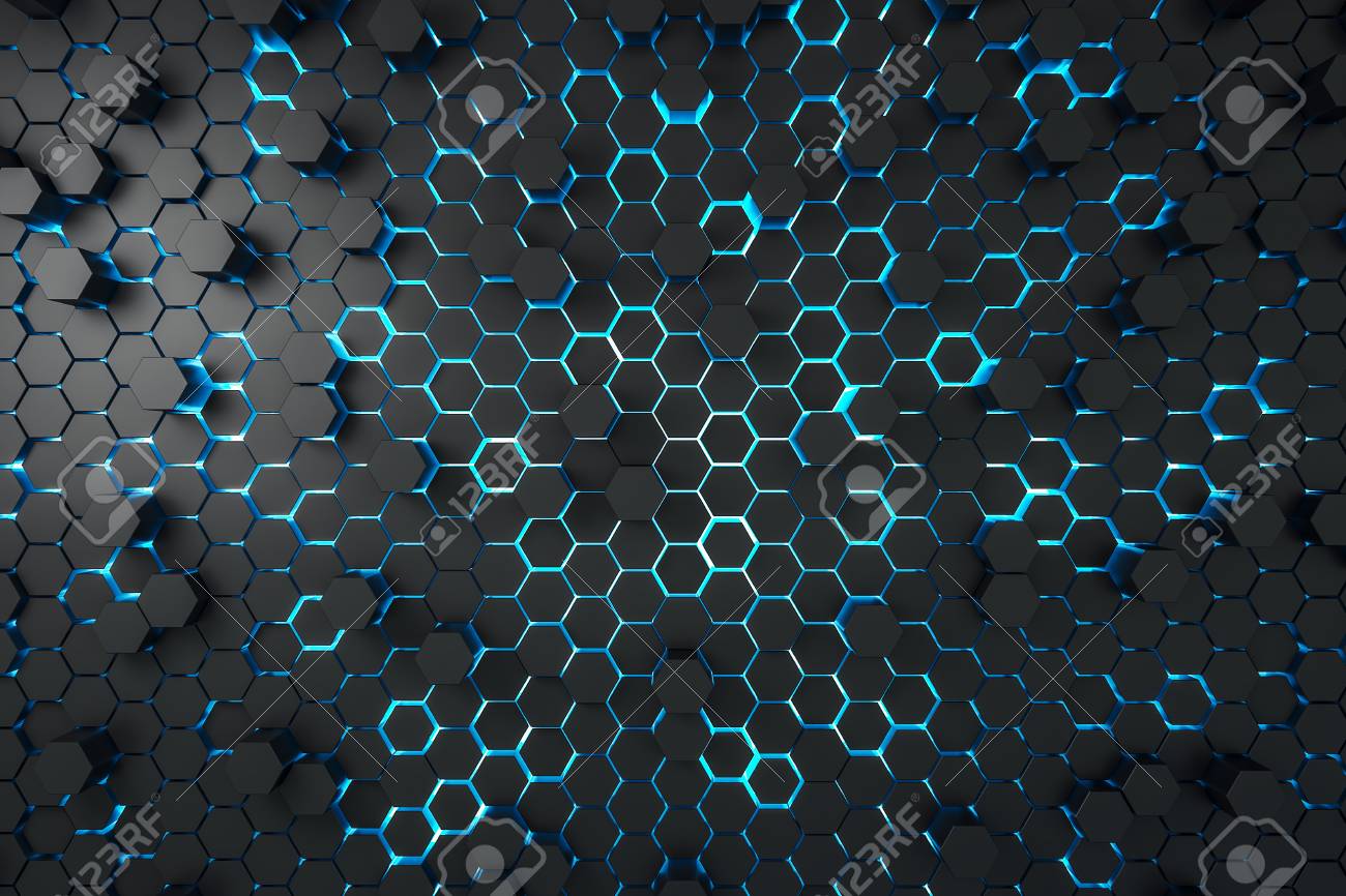Creative dark hexagon backdrop. Design and mosaic concept. 3D Rendering - 120869667 Creative dark hexagon backdrop. Design and mosaic concept. 3D Rendering - 120869667