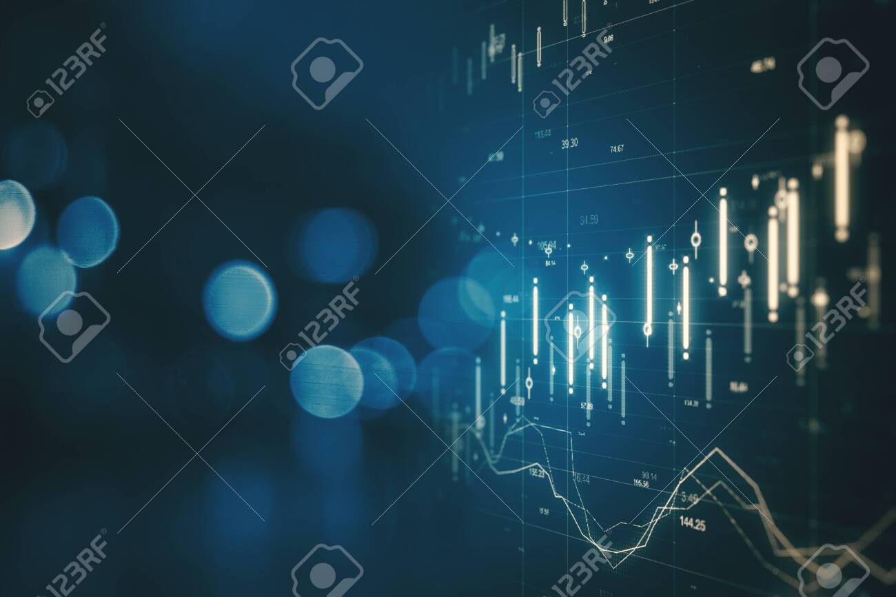 Creative forex chart on blue bokeh background. Finance and invest concept. Double exposure - 121172544 Creative forex chart on blue bokeh background. Finance and invest concept. Double exposure - 121172544