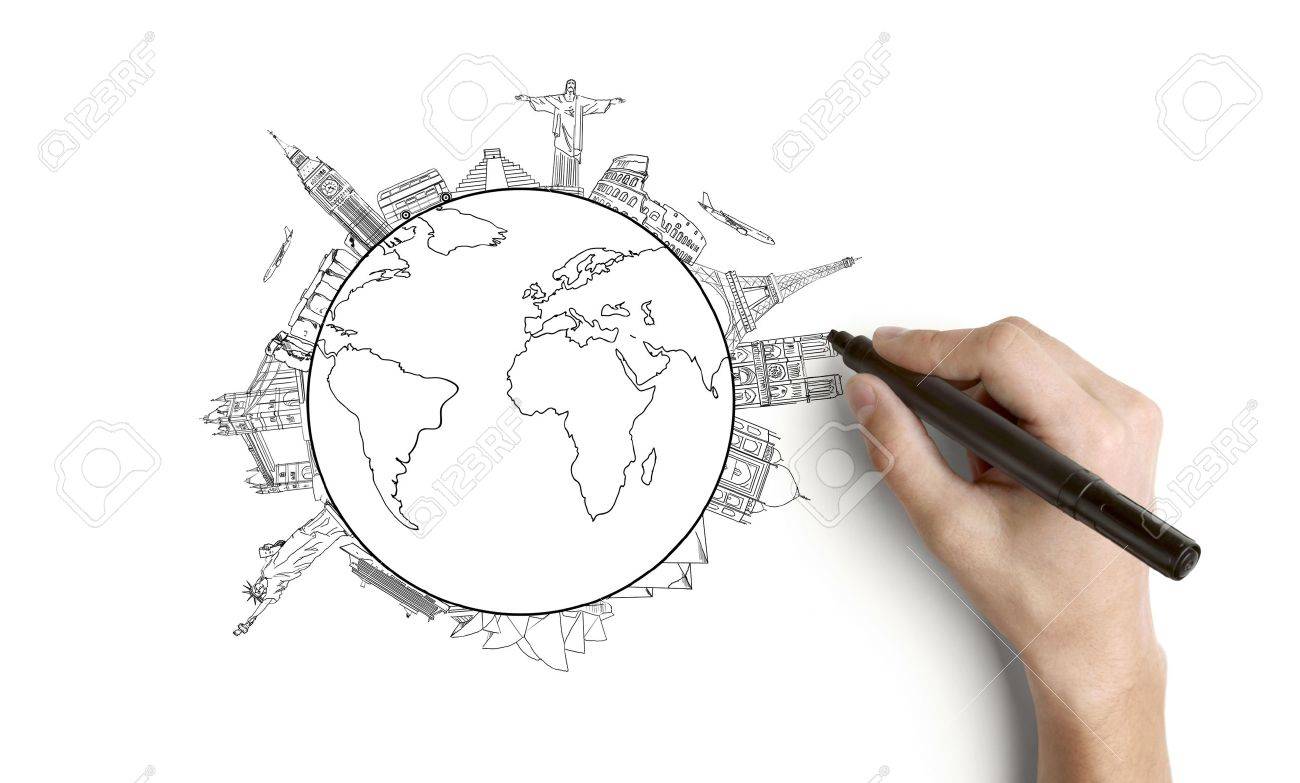 Hand Drawing Earth On A White Background Stock Photo Picture And Royalty Free Image Image 14924233