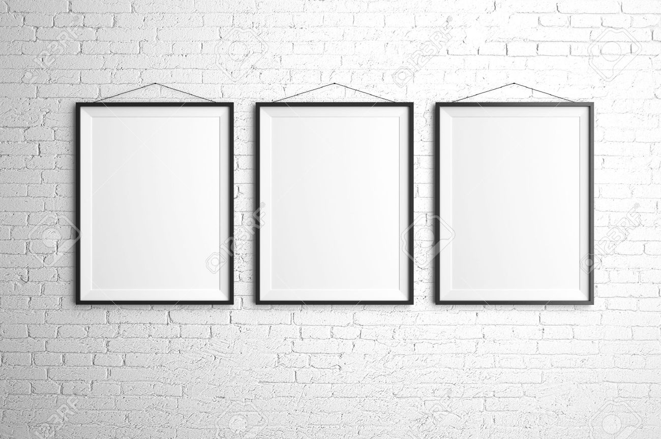 Frames On Wall three black frames on brick wall stock photo, picture and royalty Frames On Wall three black frames on brick wall stock photo, picture and royalty