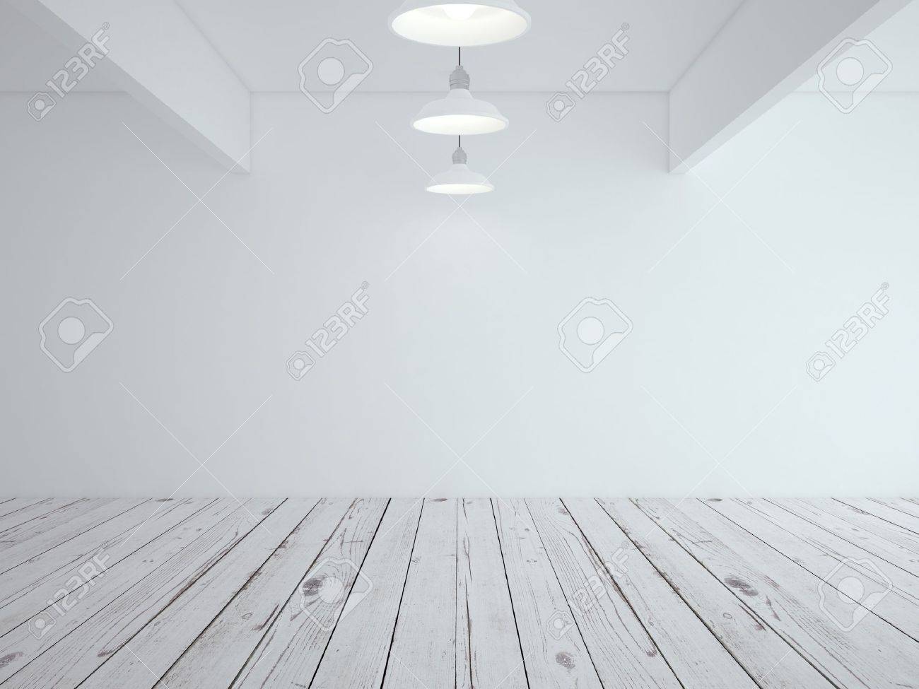 純白のロフトの部屋と木材の床 の写真素材 画像素材 Image