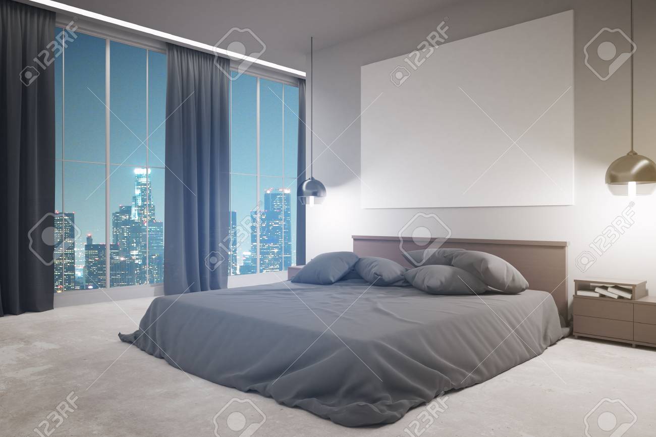 Vista Laterale Di Interni Moderni Camera Da Letto Con Mobili ... Vista Laterale Di Interni Moderni Camera Da Letto Con Mobili ...