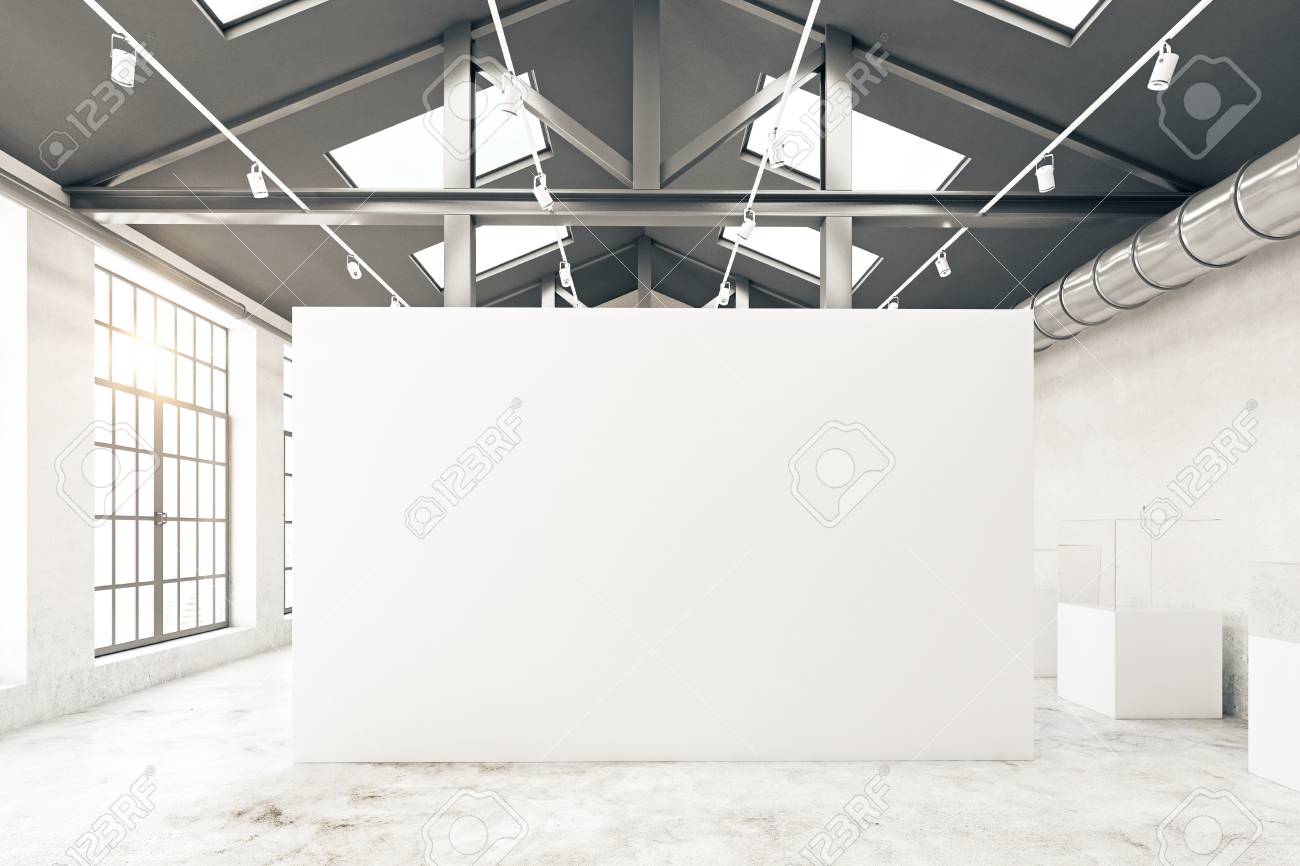 Download Abstract Warehouse Interior With Empty Banner Mock Up 3d Rendering Stock Photo Picture And Royalty Free Image Image 79935725