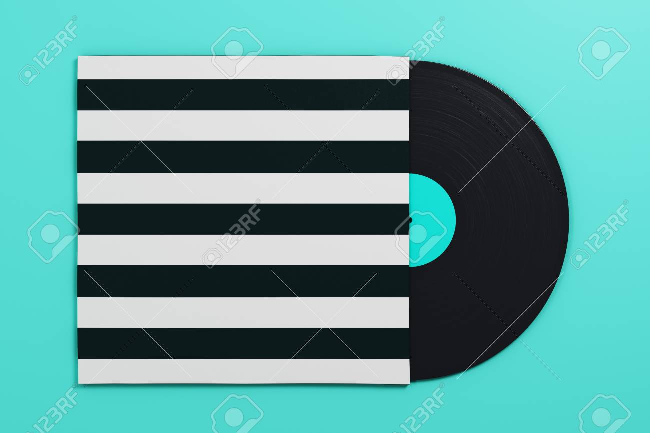 Vinyl Record In Striped Case On Turquoise Background. 3D Rendering Stock  Photo, Picture and Royalty Free Image. Image 87048153.